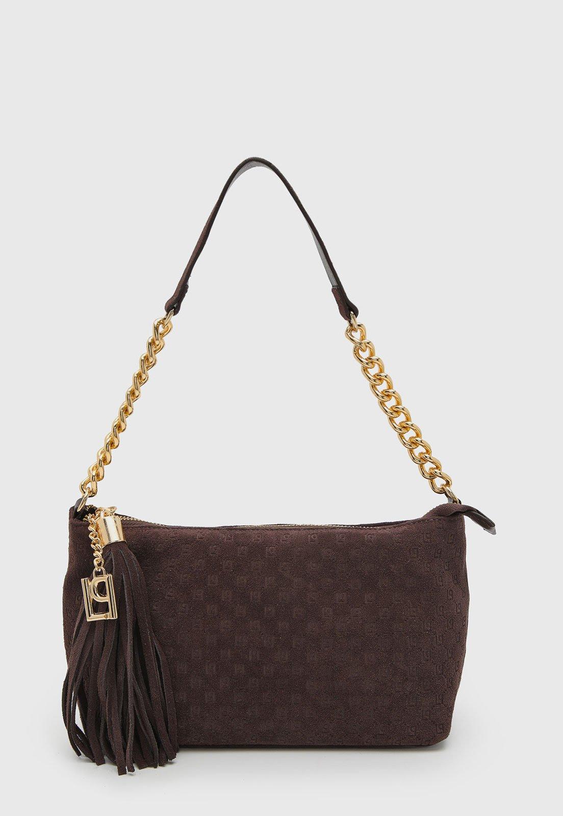 Bolsa Feminina Lança Perfume Corrente Dourada Marrom