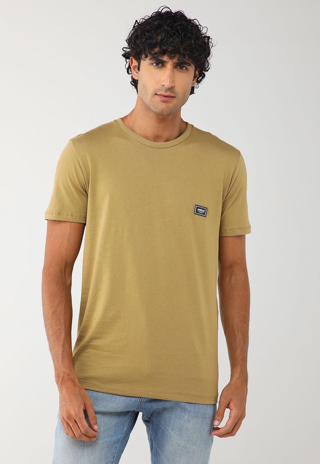 Camiseta Masculina Colcci Logo Patch Bege