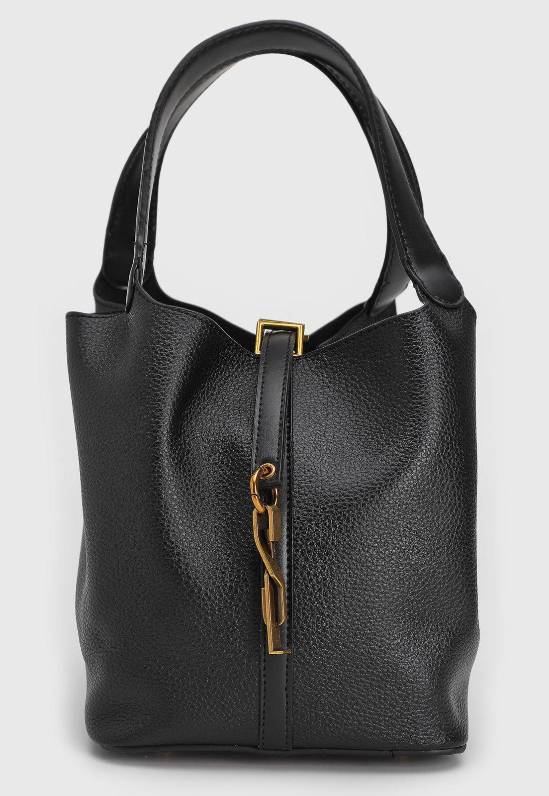 Bolsa Feminina Santa Lolla Grande Texturizada Preta