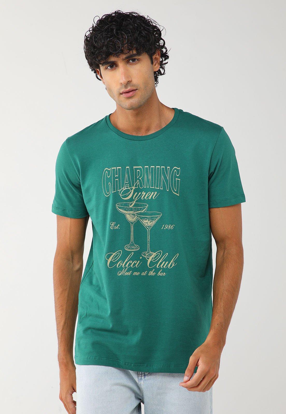 Camiseta Masculina Colcci Estampa Charming Syren Verde