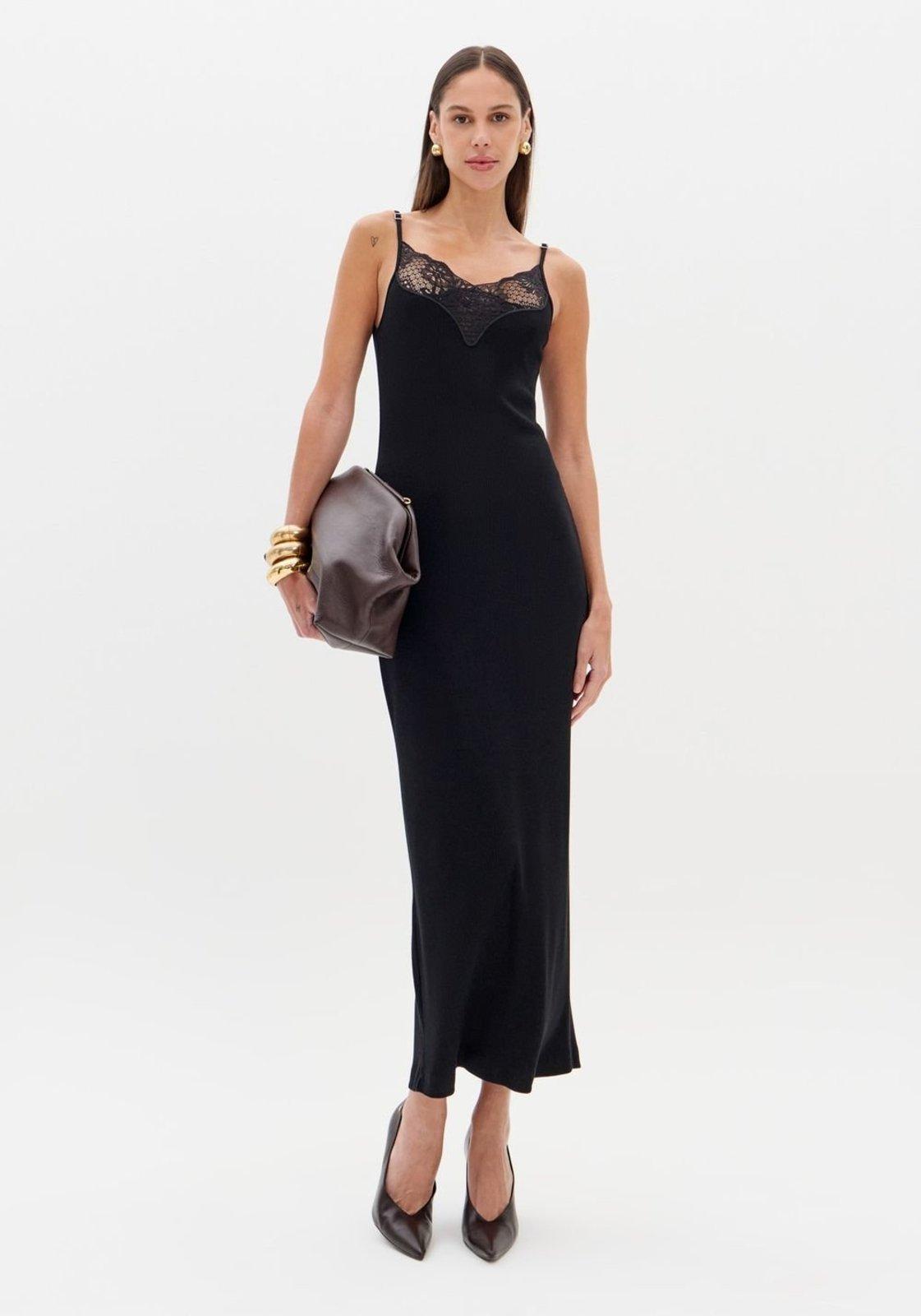 Vestido Canelado De Alças Com Renda Lança Perfume