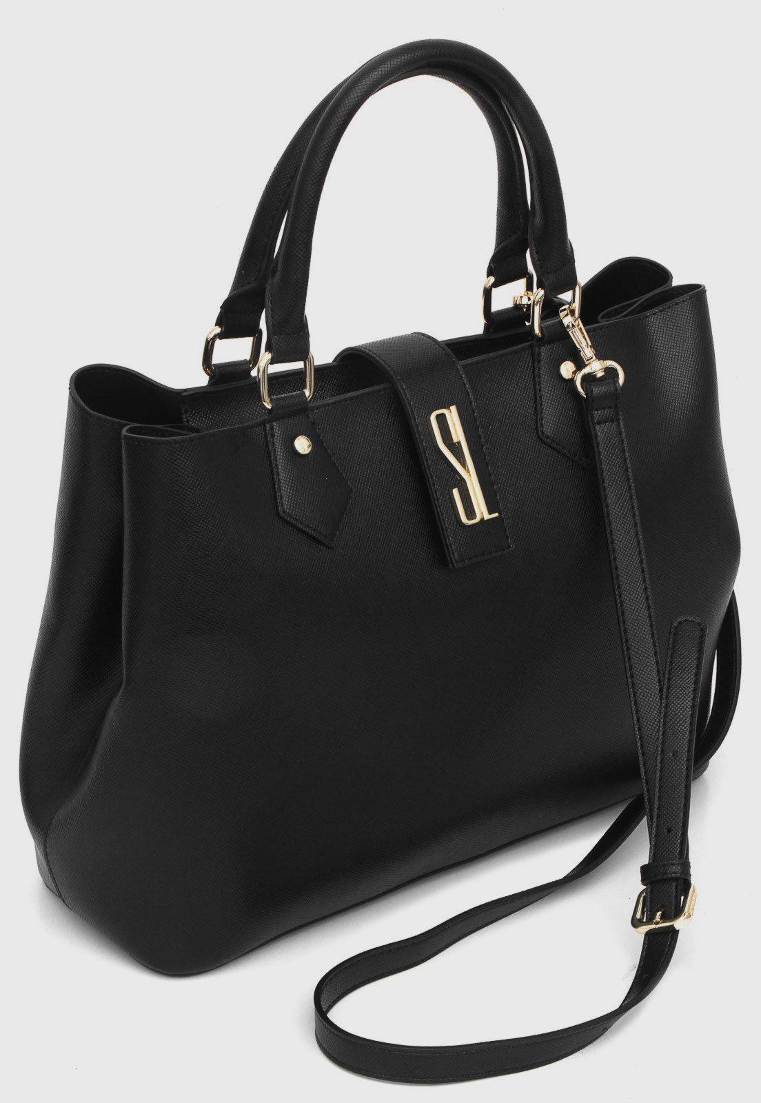Bolsa Estruturada Santa Lolla Texturizada Preta