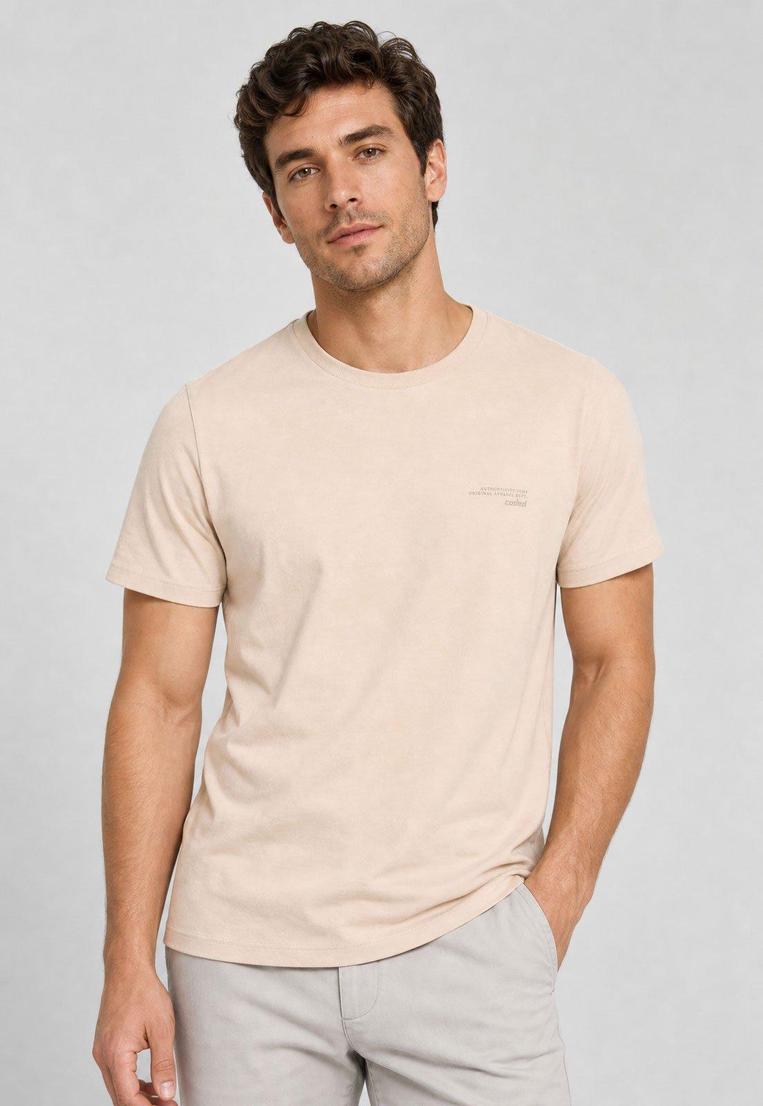 Camiseta Masculina Colcci Gola Redonda Bege