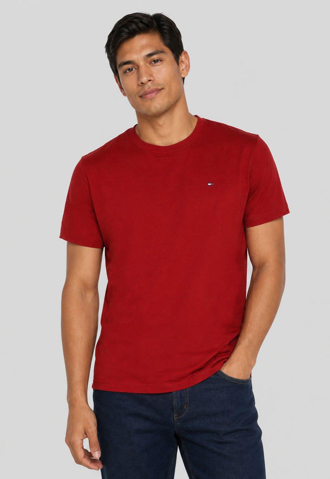 Camiseta Masculina Tommy Hilfiger Logo Vermelha