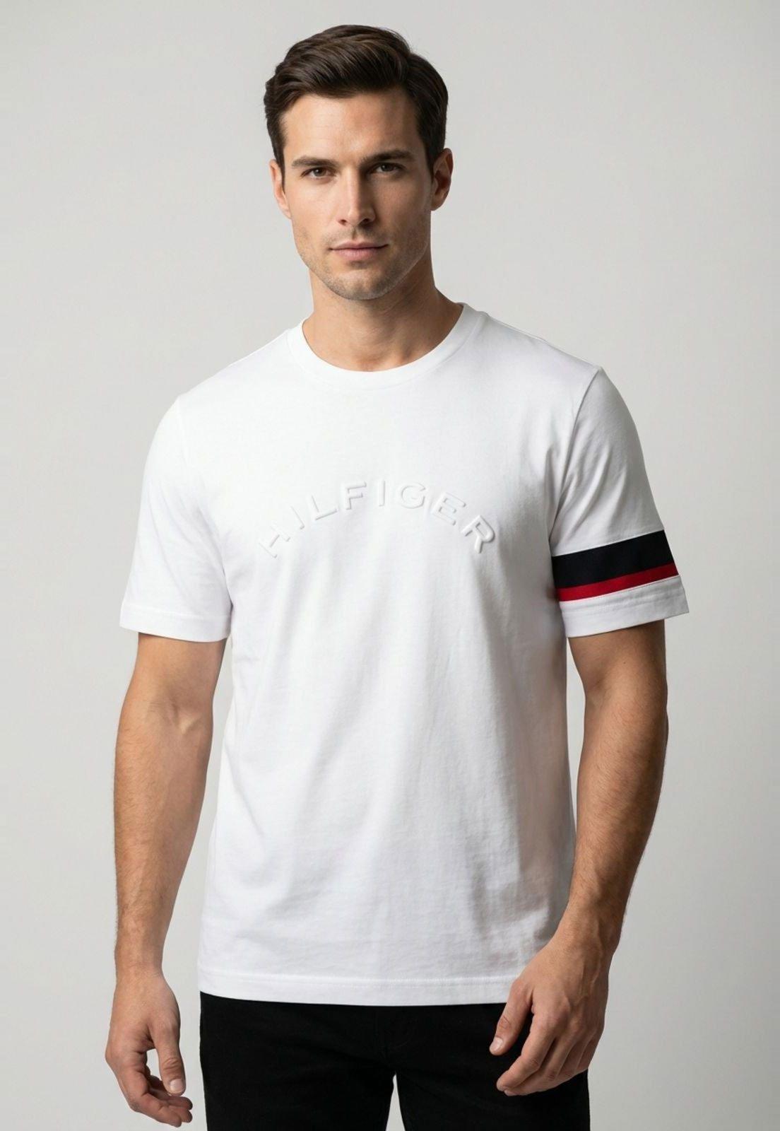 Camiseta Masculina Tommy Hilfiger RWB Insert TE Branca