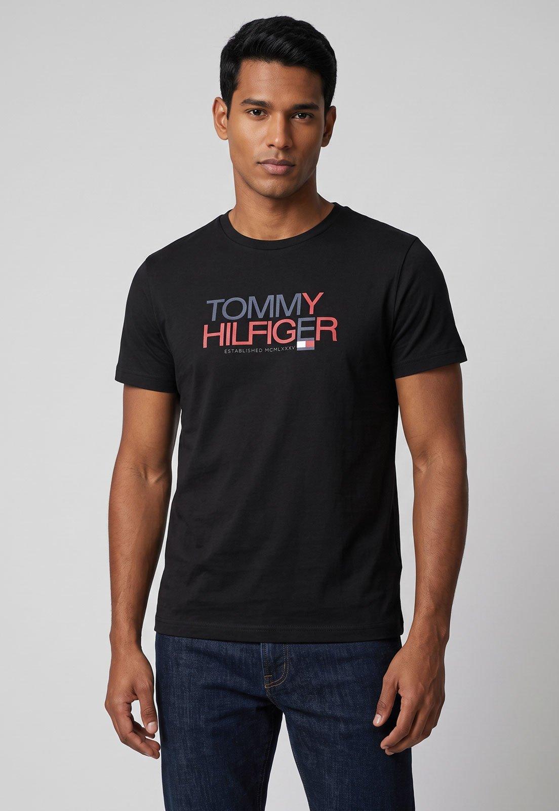 Camiseta Masculina Tommy Hilfiger Logo Preta