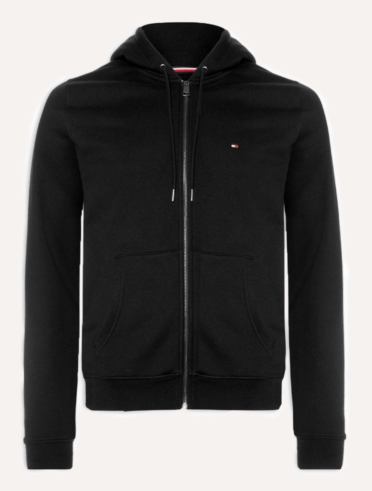 Moletom Tommy Hilfiger Masculino Flag Logo Zip-Through Hoody Preto
