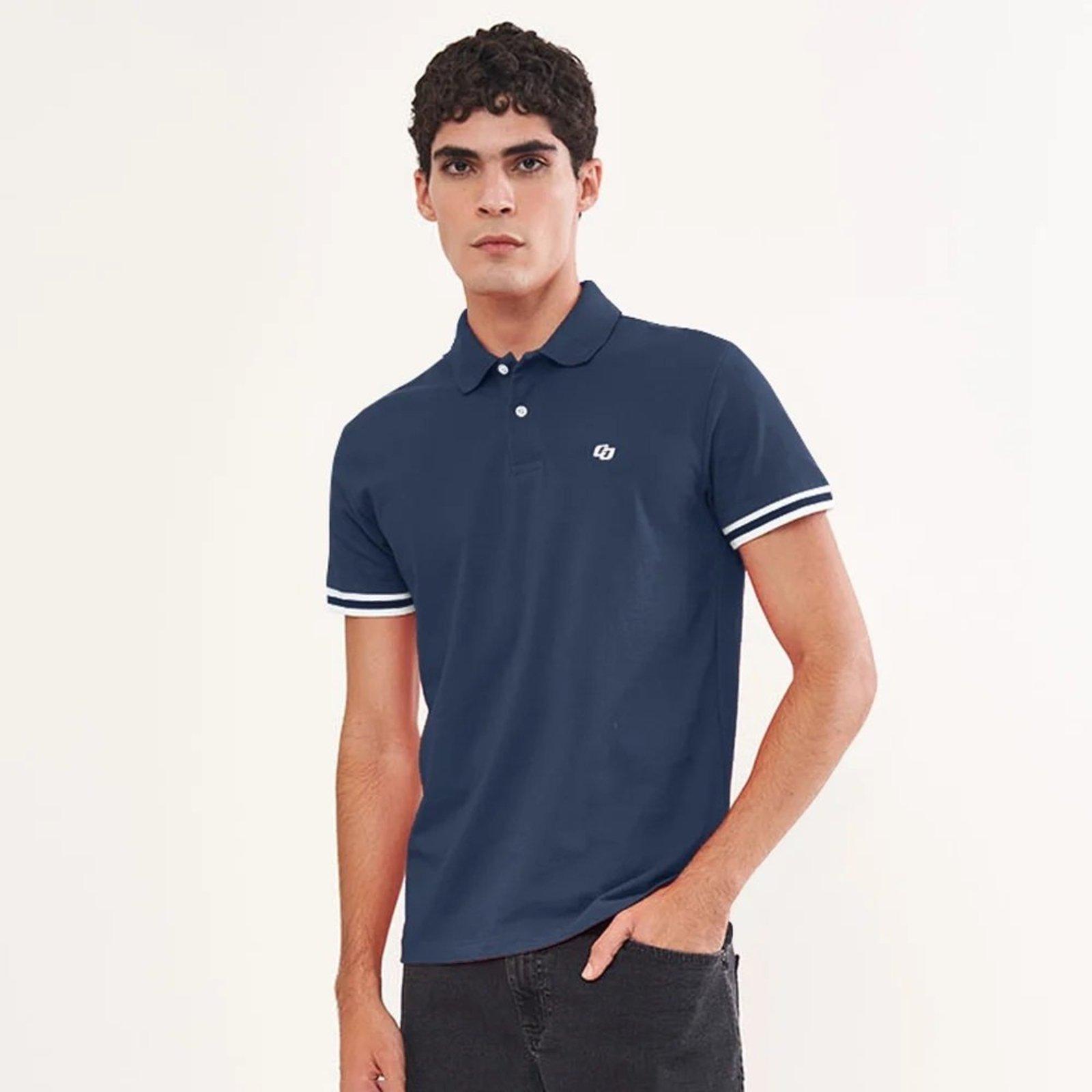 Camisa Polo Colcci Faixas Pr26 Marinho Masculino