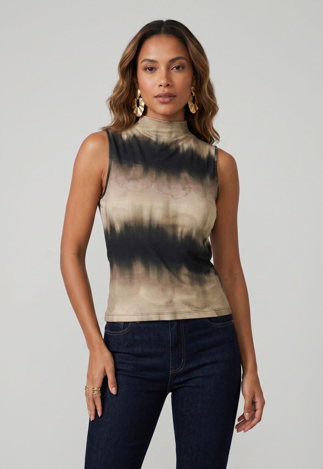 Regata Lança Perfume Gola Alta Tie Dye Preta