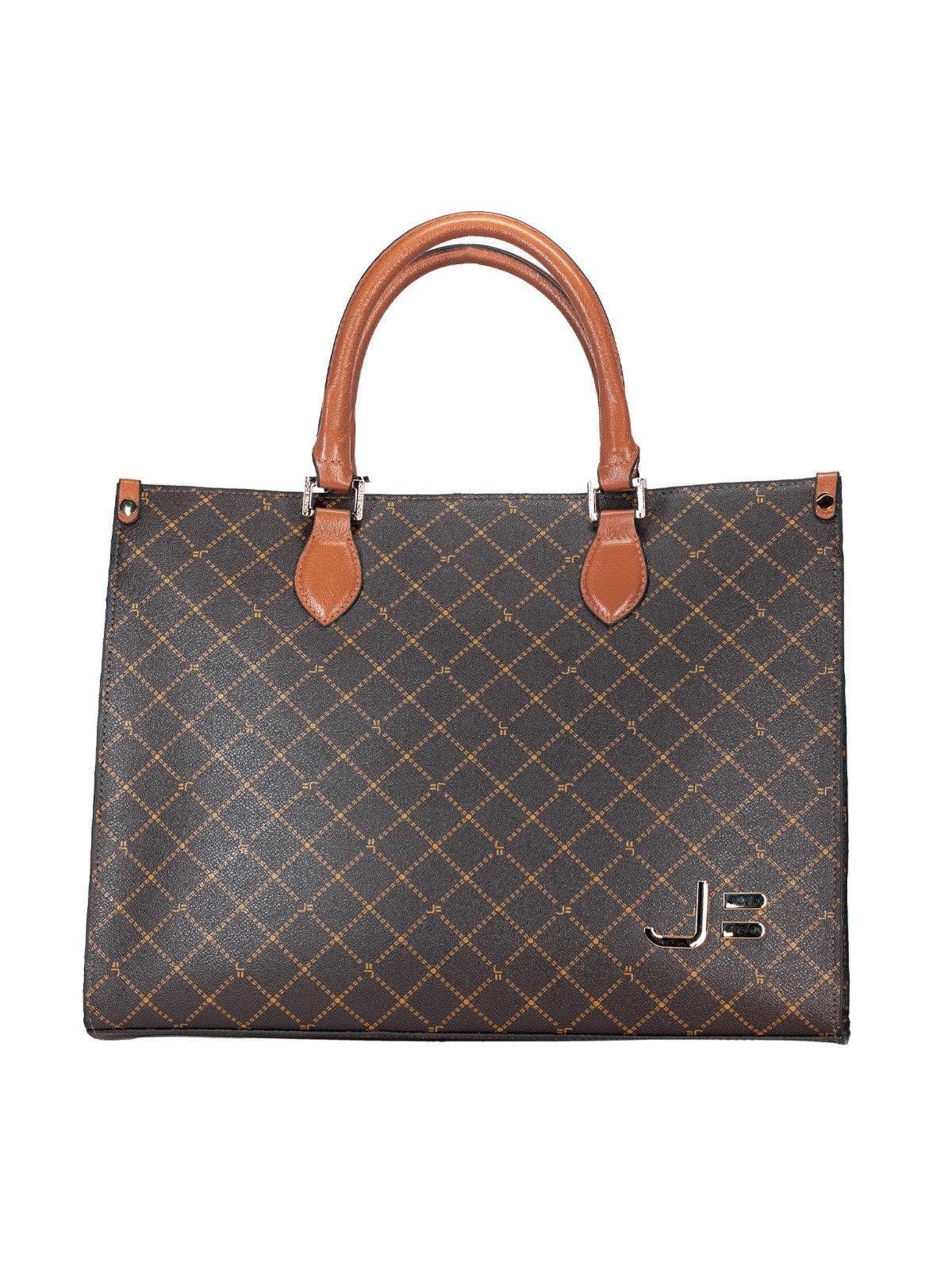 Bolsa Feminina Jorge Bischoff Monograma Shopping Casual Transversal Marrom Café