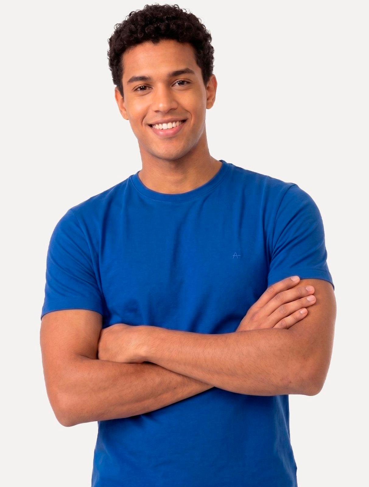 Camiseta Aramis Masculina Basic Lisa Mono Icon Azul