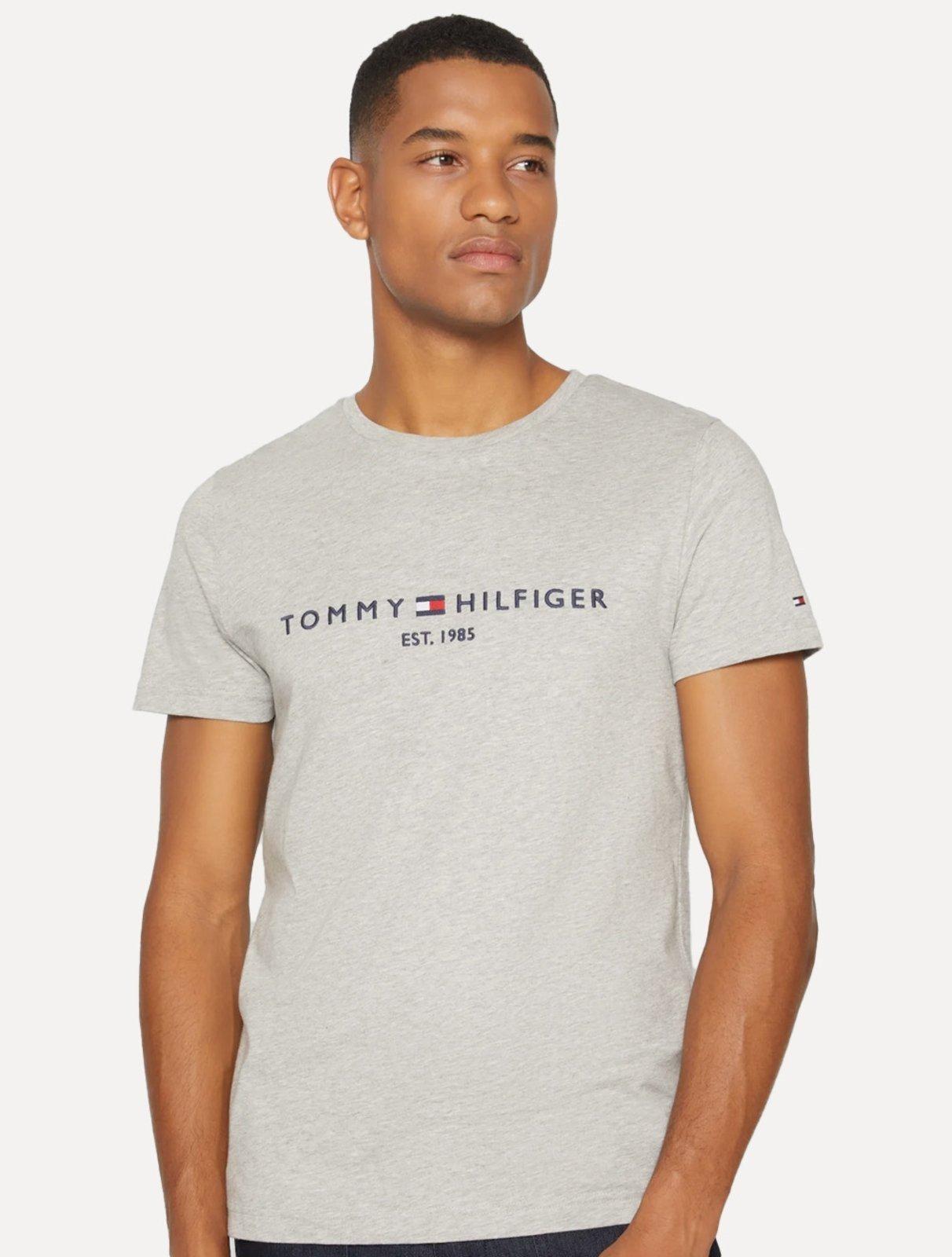 Camiseta Tommy Hilfiger Masculina Core Logo Tee Cinza Claro Mescla