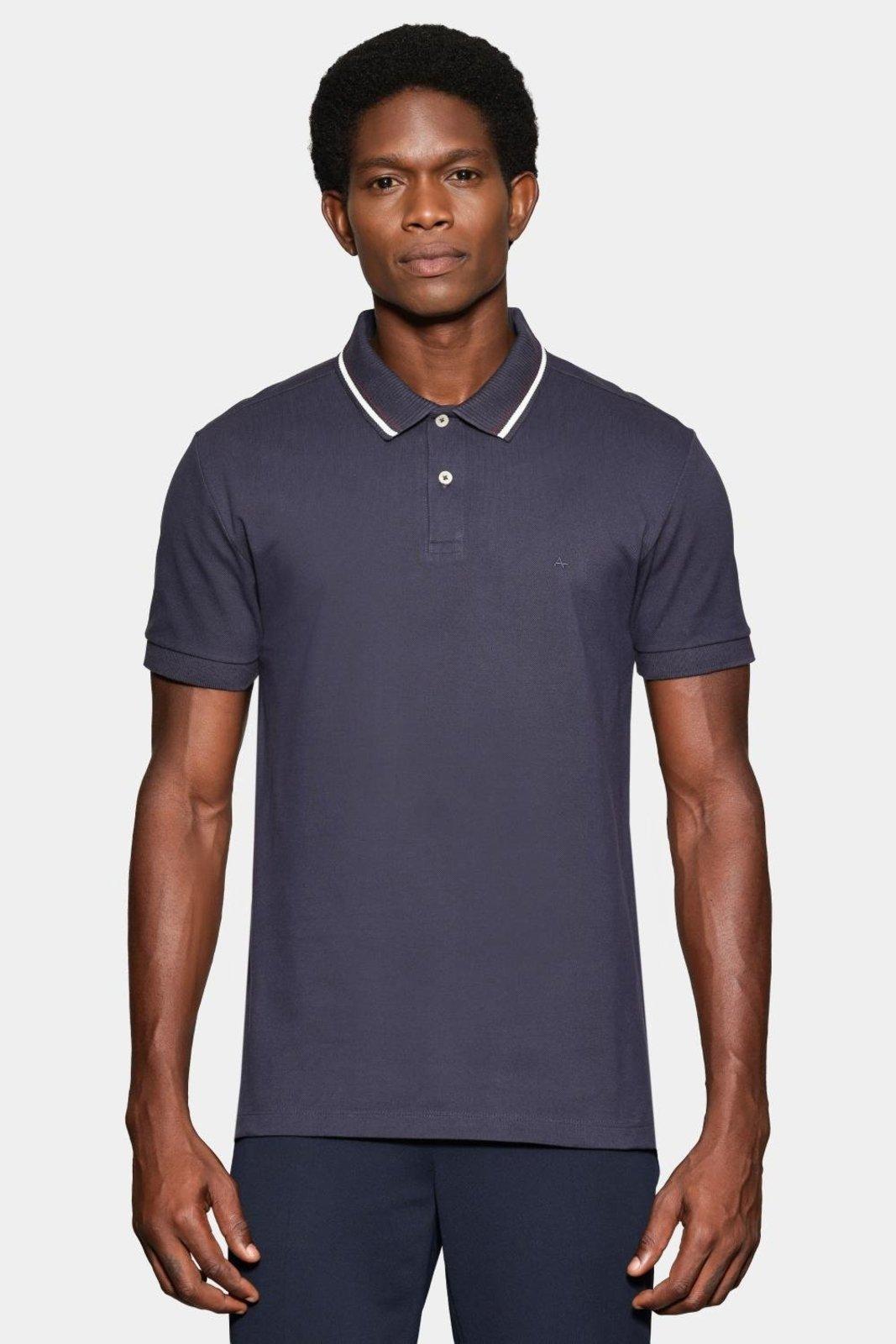 Polo Aramis Manga Curta Piquet Gola Navy