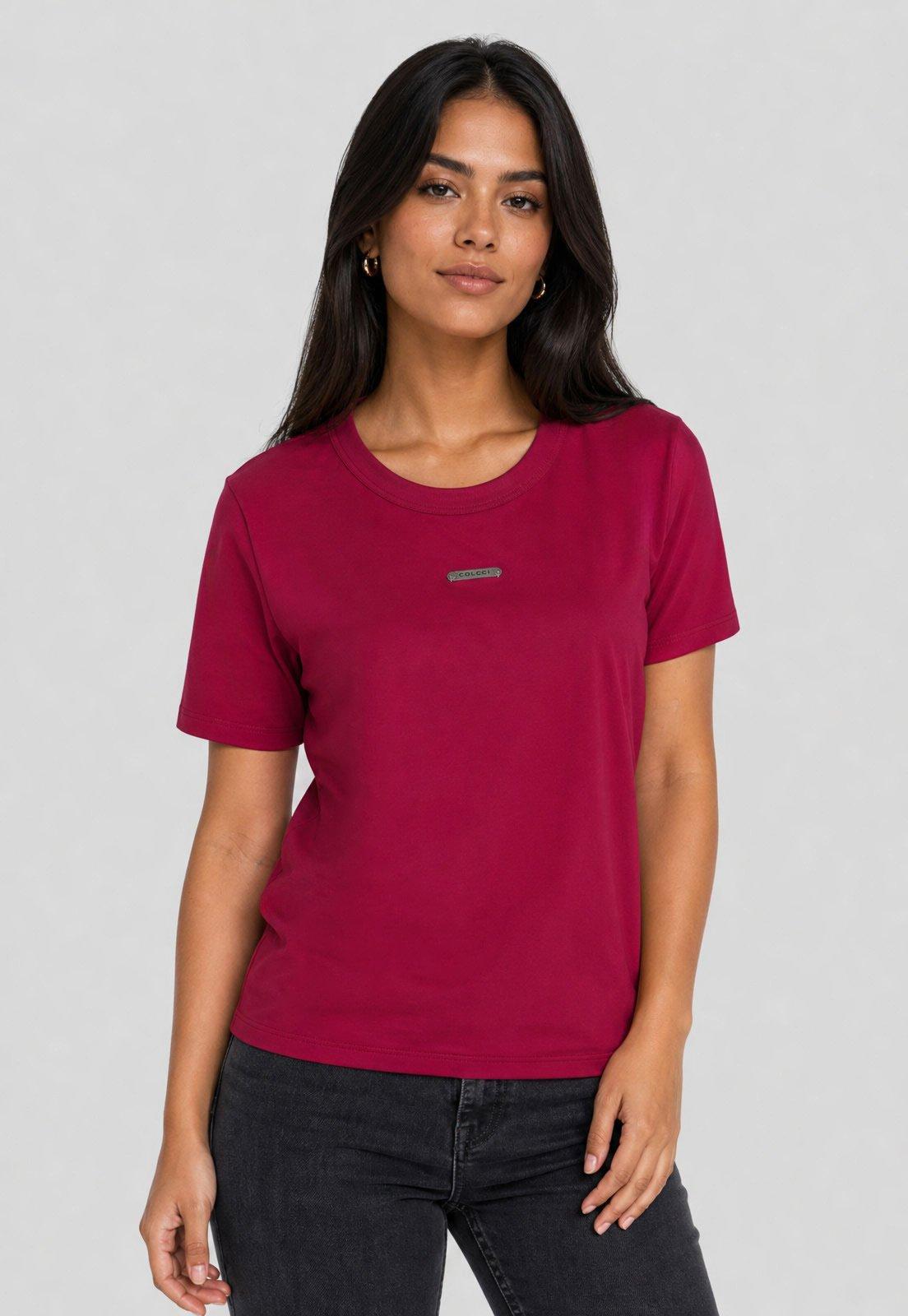 Camiseta Feminina Colcci Básica Rosa
