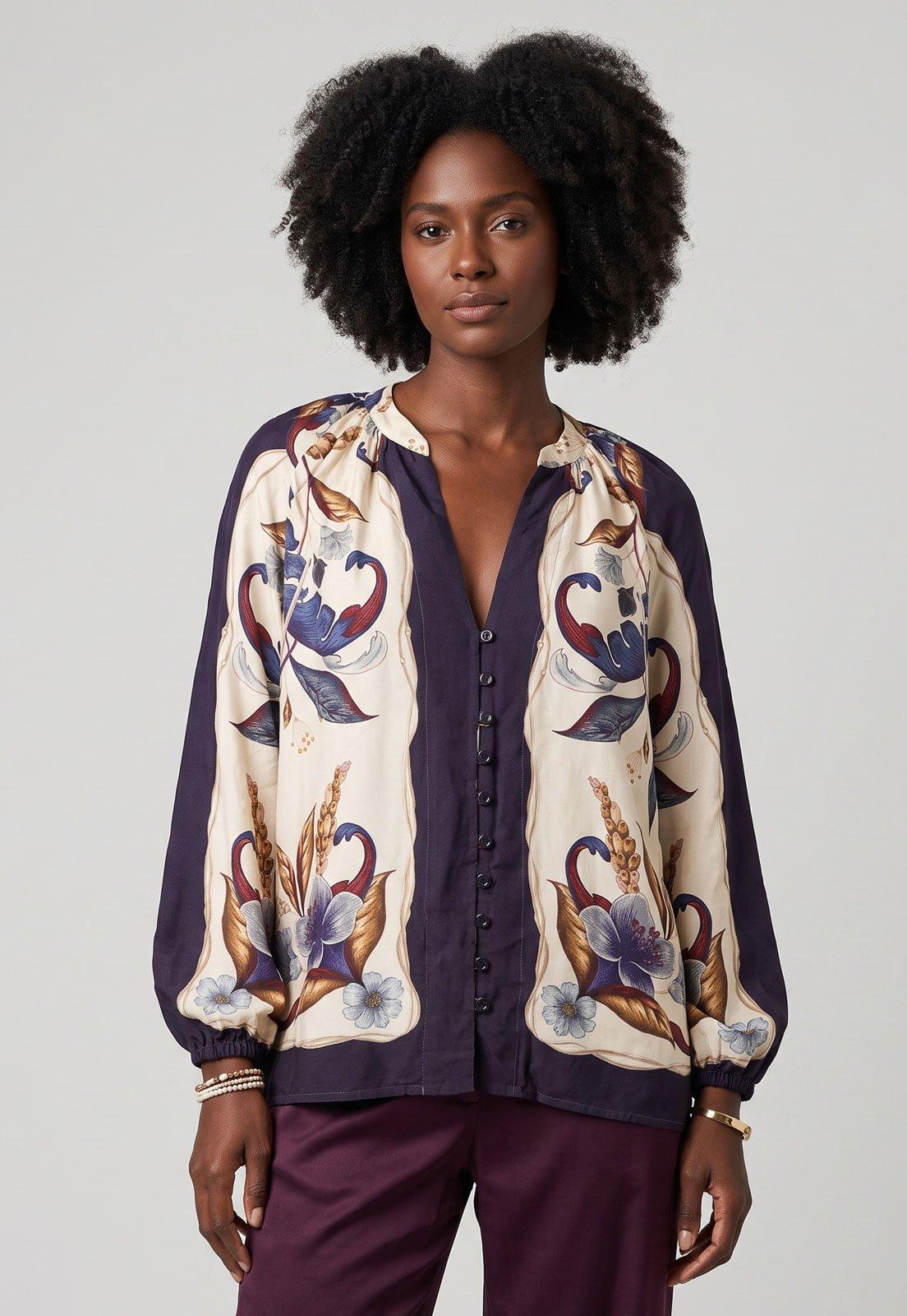 Blusa Feminina FARM Estampa Floral Off-White