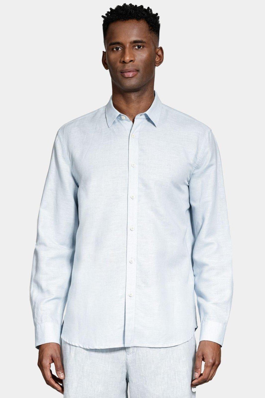 Camisa Aramis Manga Longa Regular Linho Azul Claro