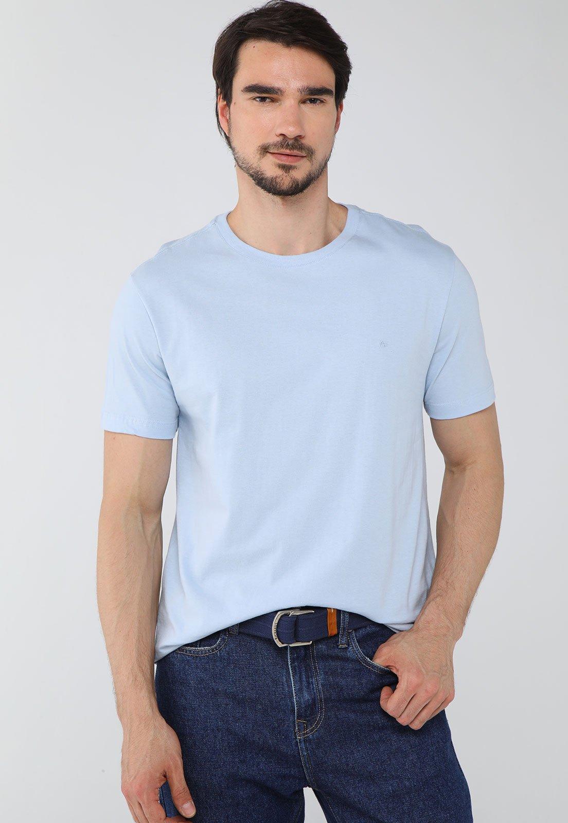 Camiseta Masculina Aramis Gola Careca Azul Claro