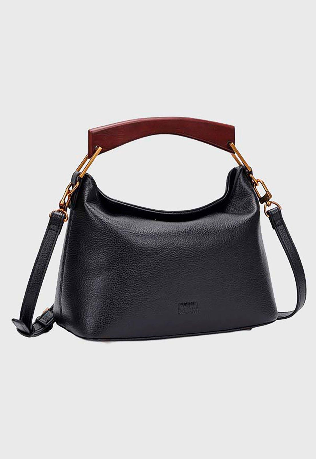 Bolsa Feminina Santa Lolla Alça Madeira Preta