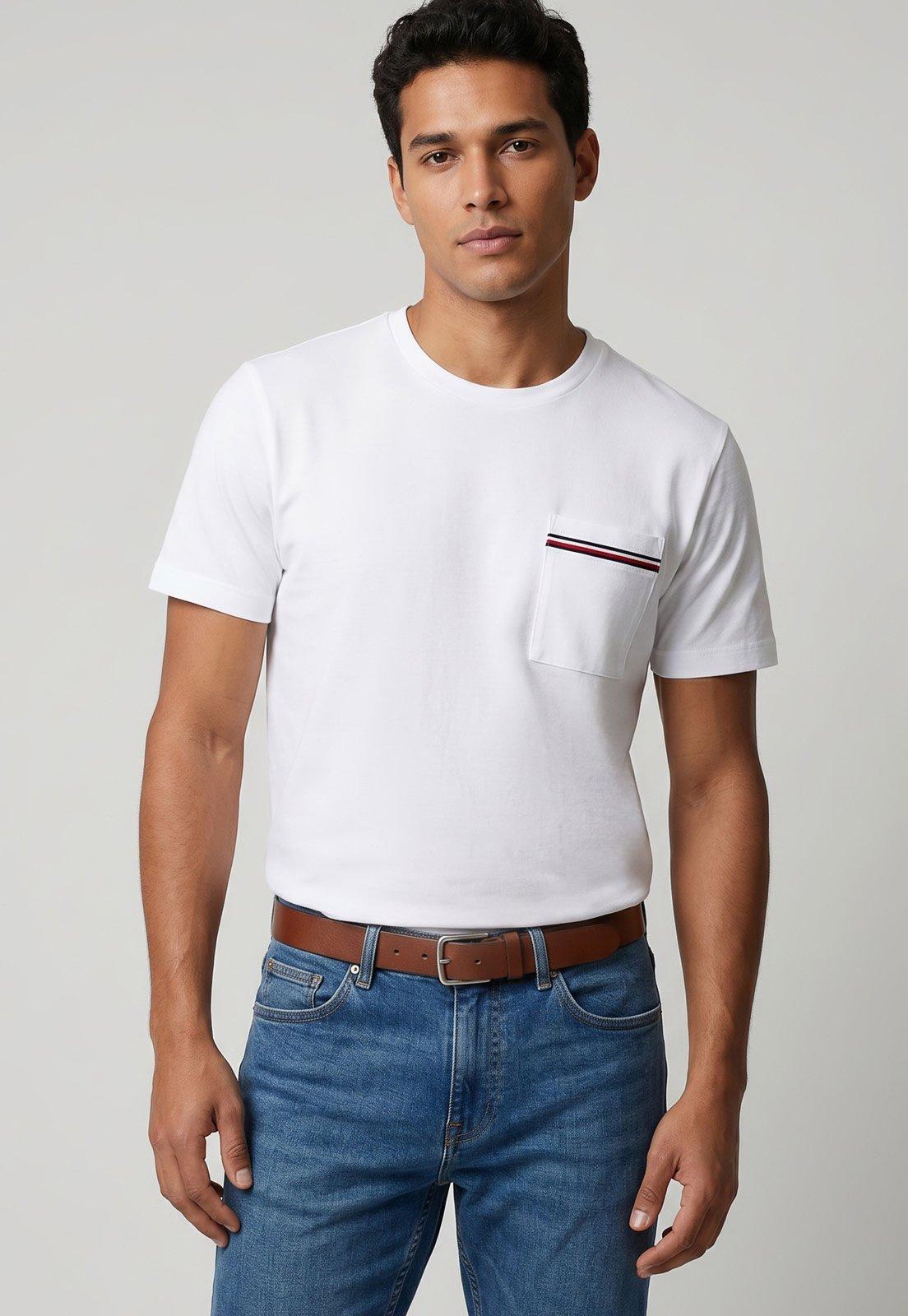Camiseta Masculina Tommy Hilfiger Bolso Branca