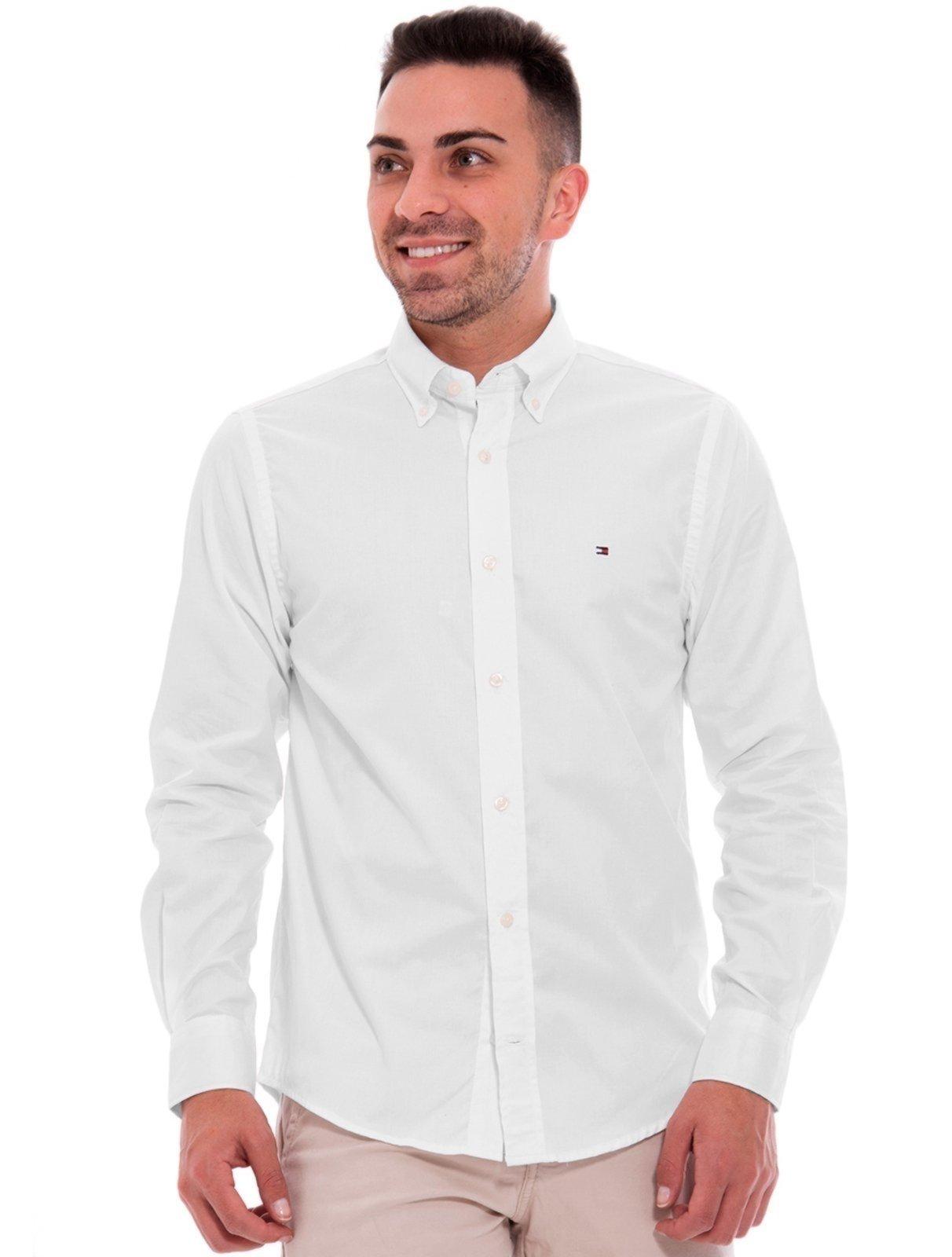 Camisa Tommy Hilfiger Masculina Regular Fit Classic Collar Branca