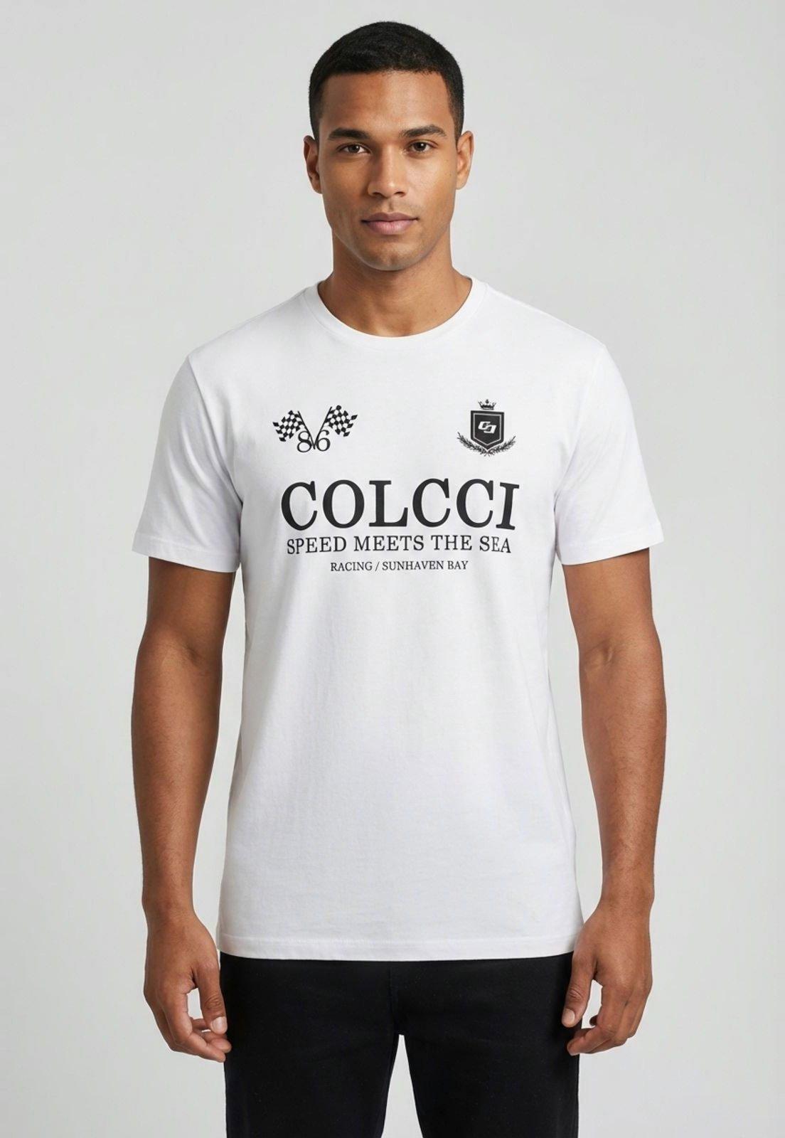 Camiseta Masculina Colcci Estampa Racing Branca