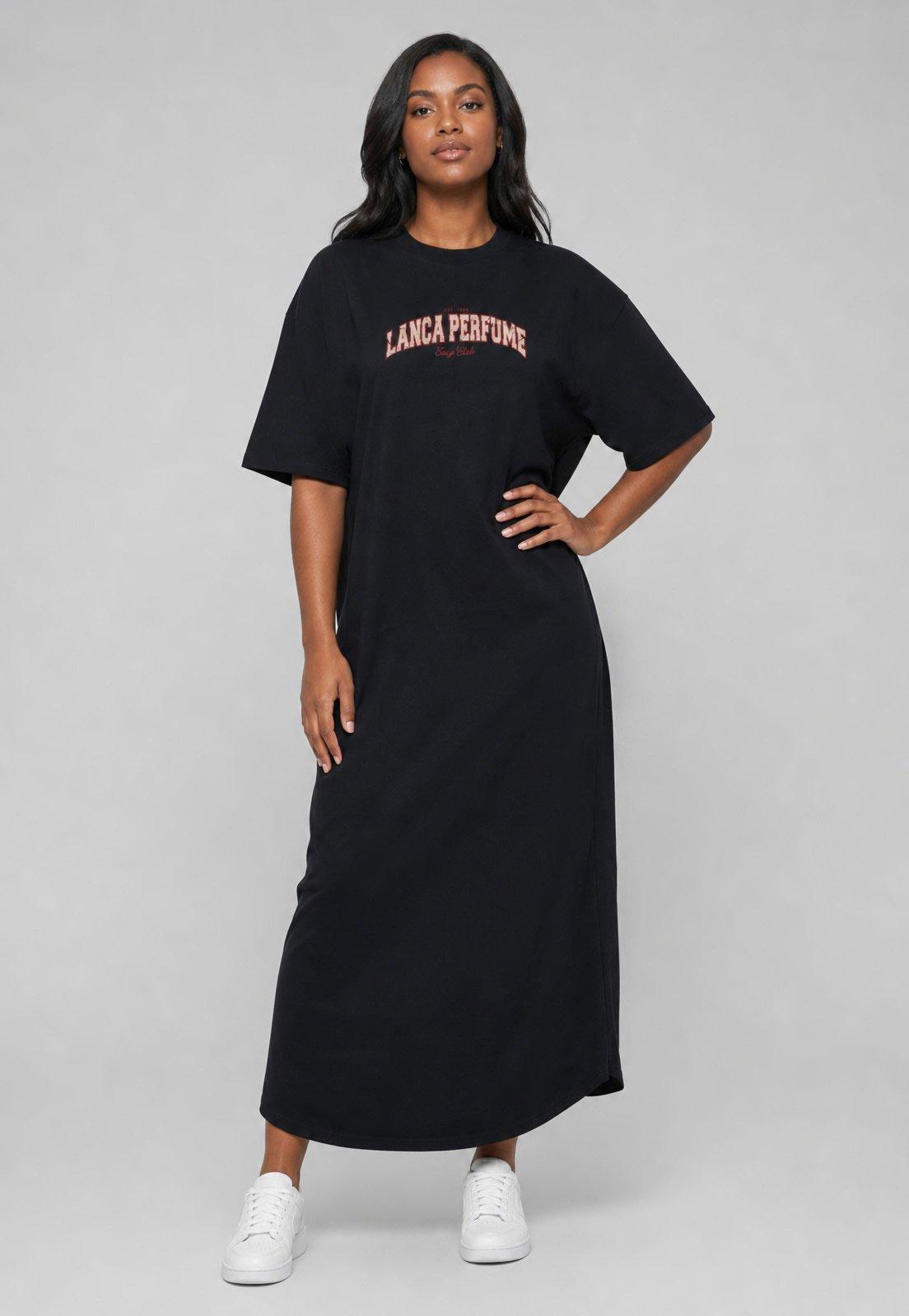 Vestido Feminino Lança Perfume Longo Logo Preto