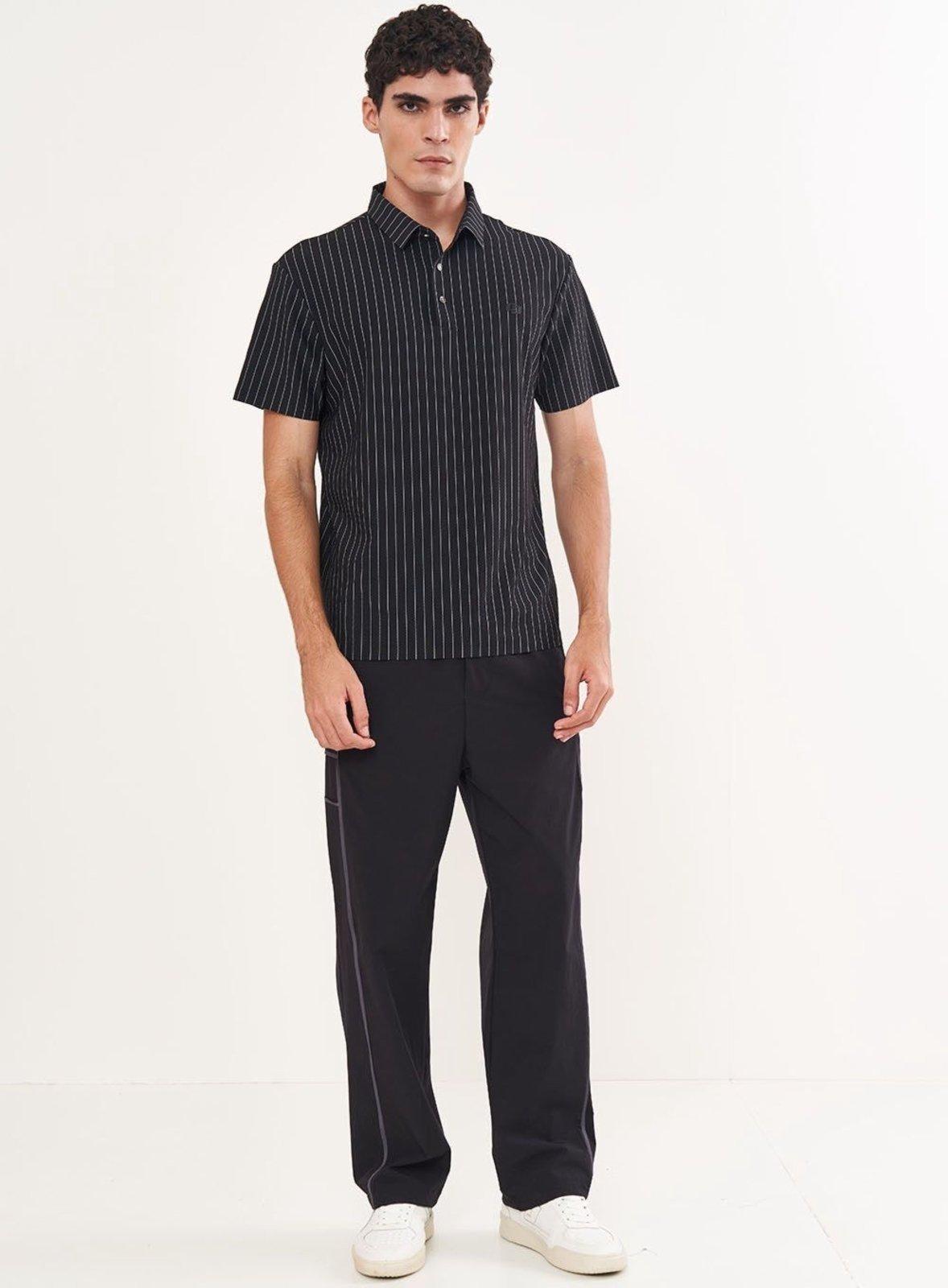 Polo Masculina Com Estampa Em Listras Colcci Preto