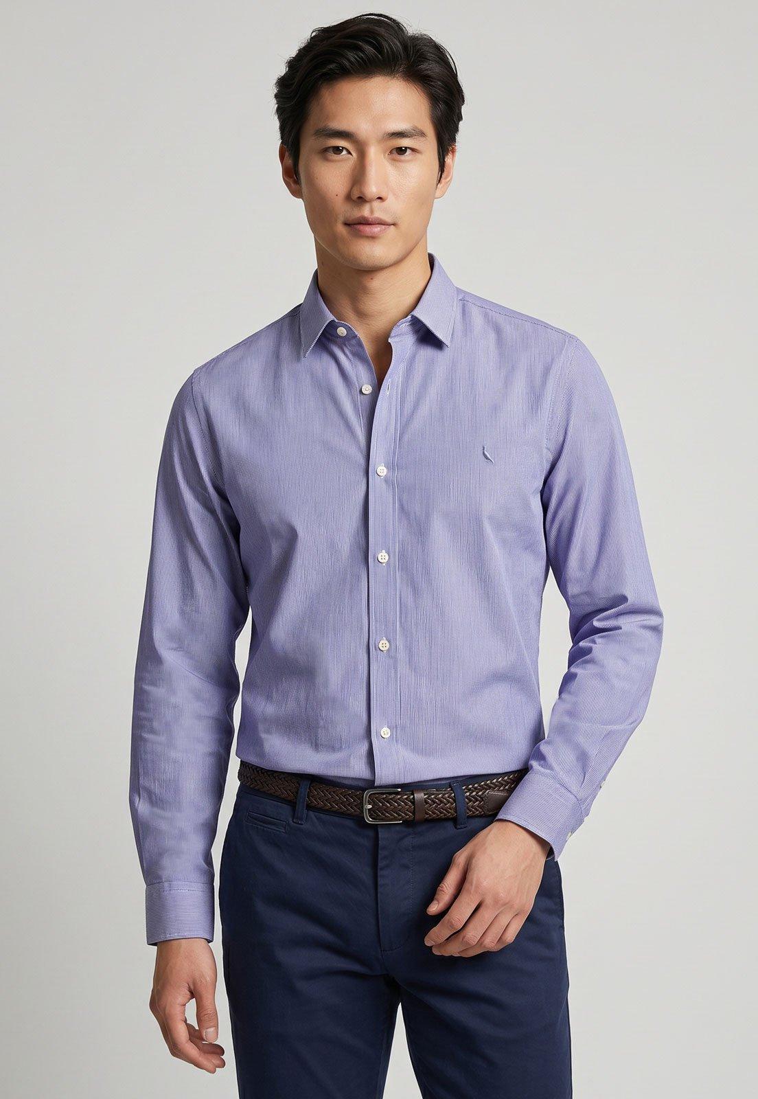 Camisa Masculina Reserva Manga Longa Cerrado Lilás
