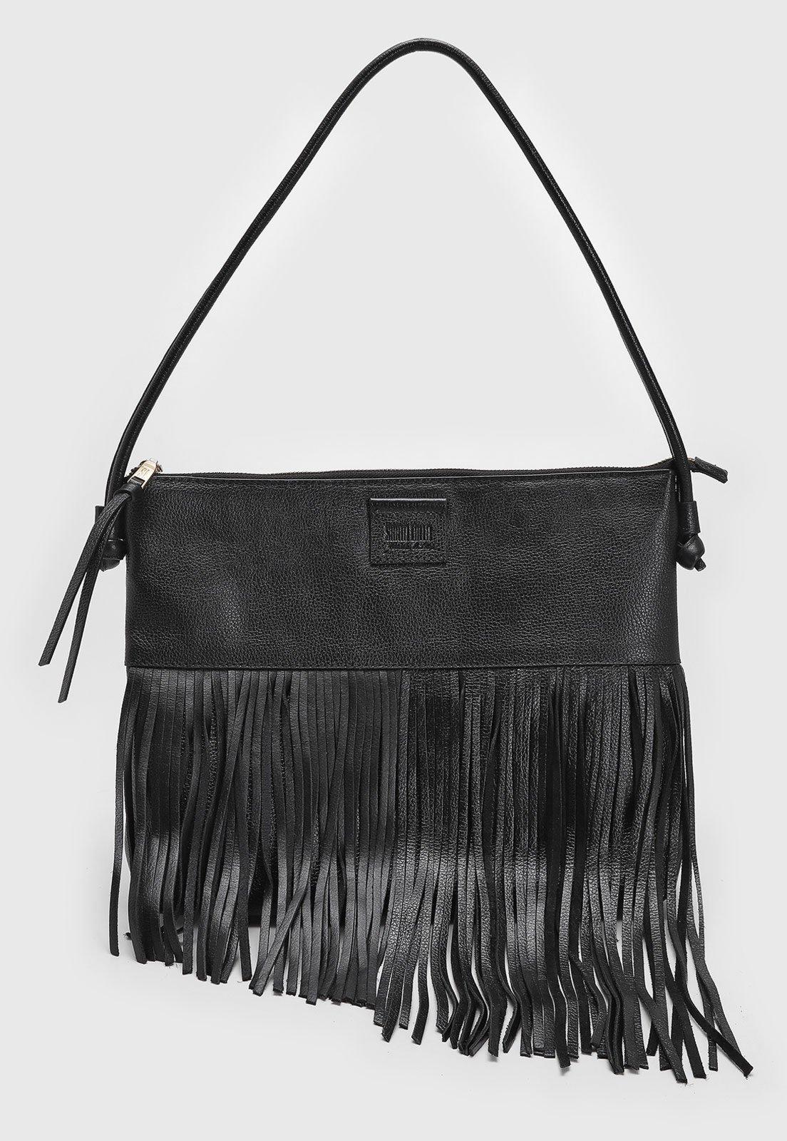 Bolsa Feminina Santa Lolla Franjas Preta