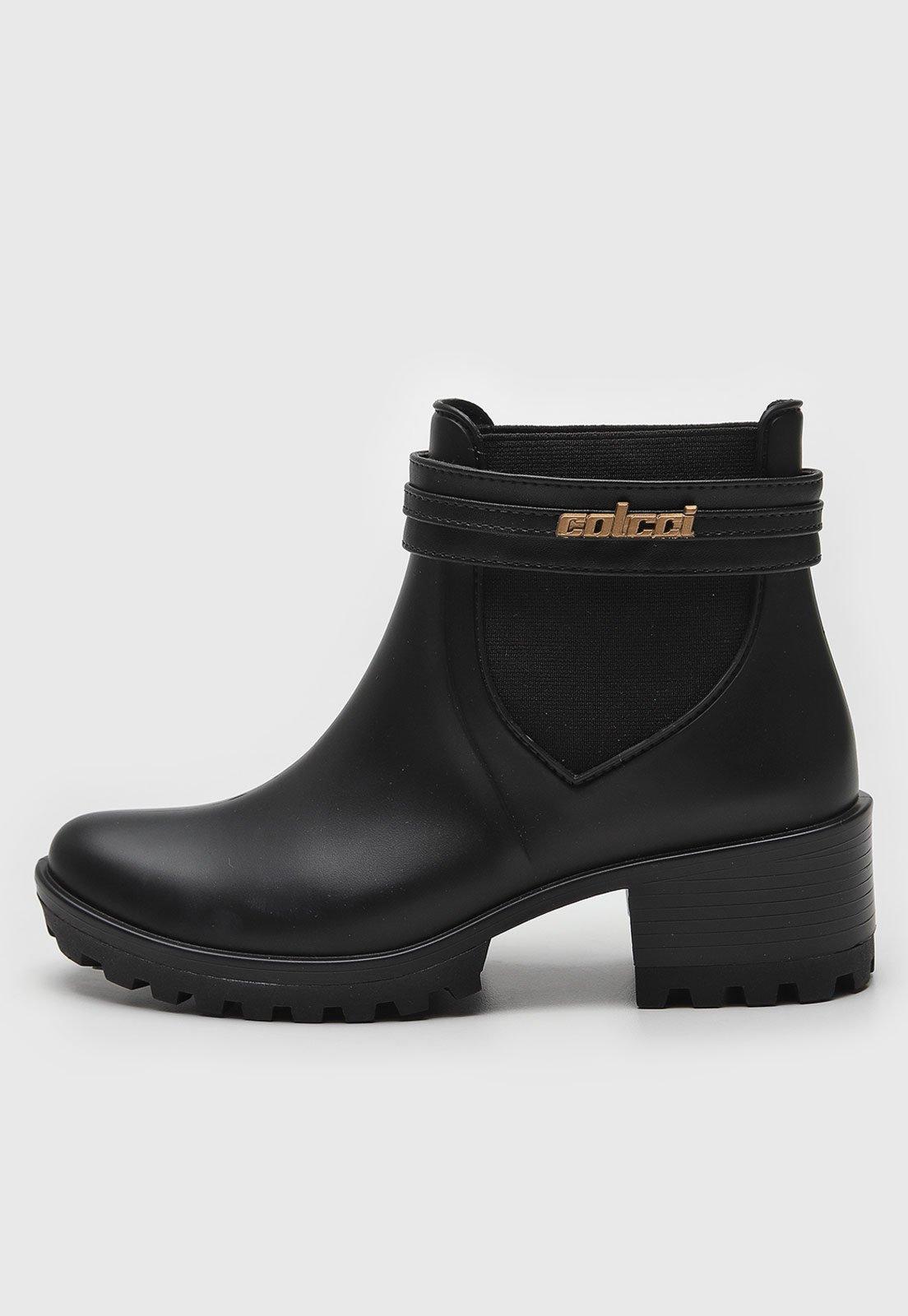 Bota Chelsea Colcci Cano Curto Tratorada Preta