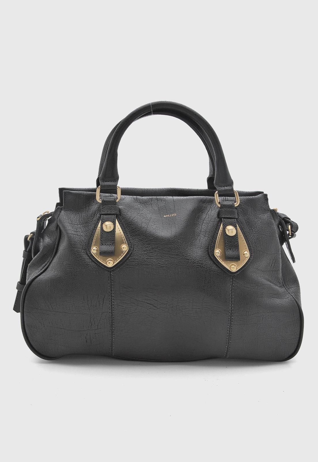 Bolsa Feminina Arezzo Grande Couro Preta