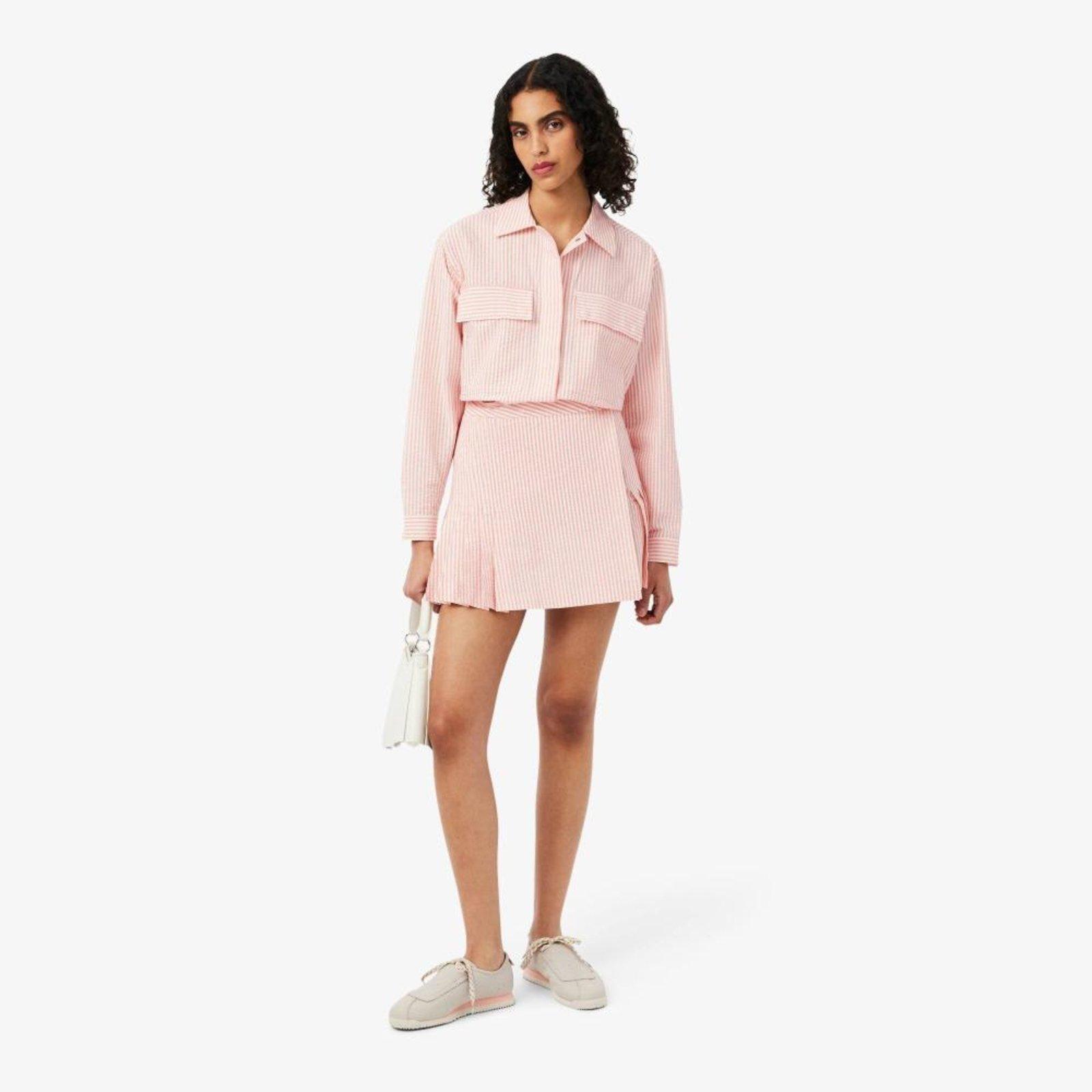 Saia Curta Transpassada em Seersucker Branco / Rosa - 34 Branco