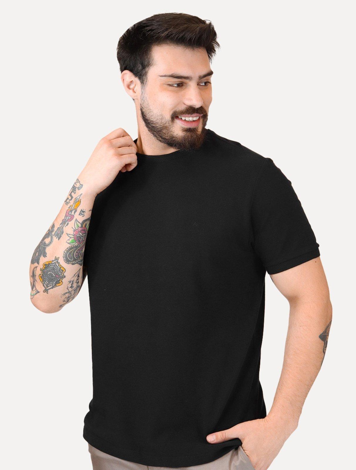 Camiseta Aramis Masculina Piquet Gola Retilinea Textura Preto