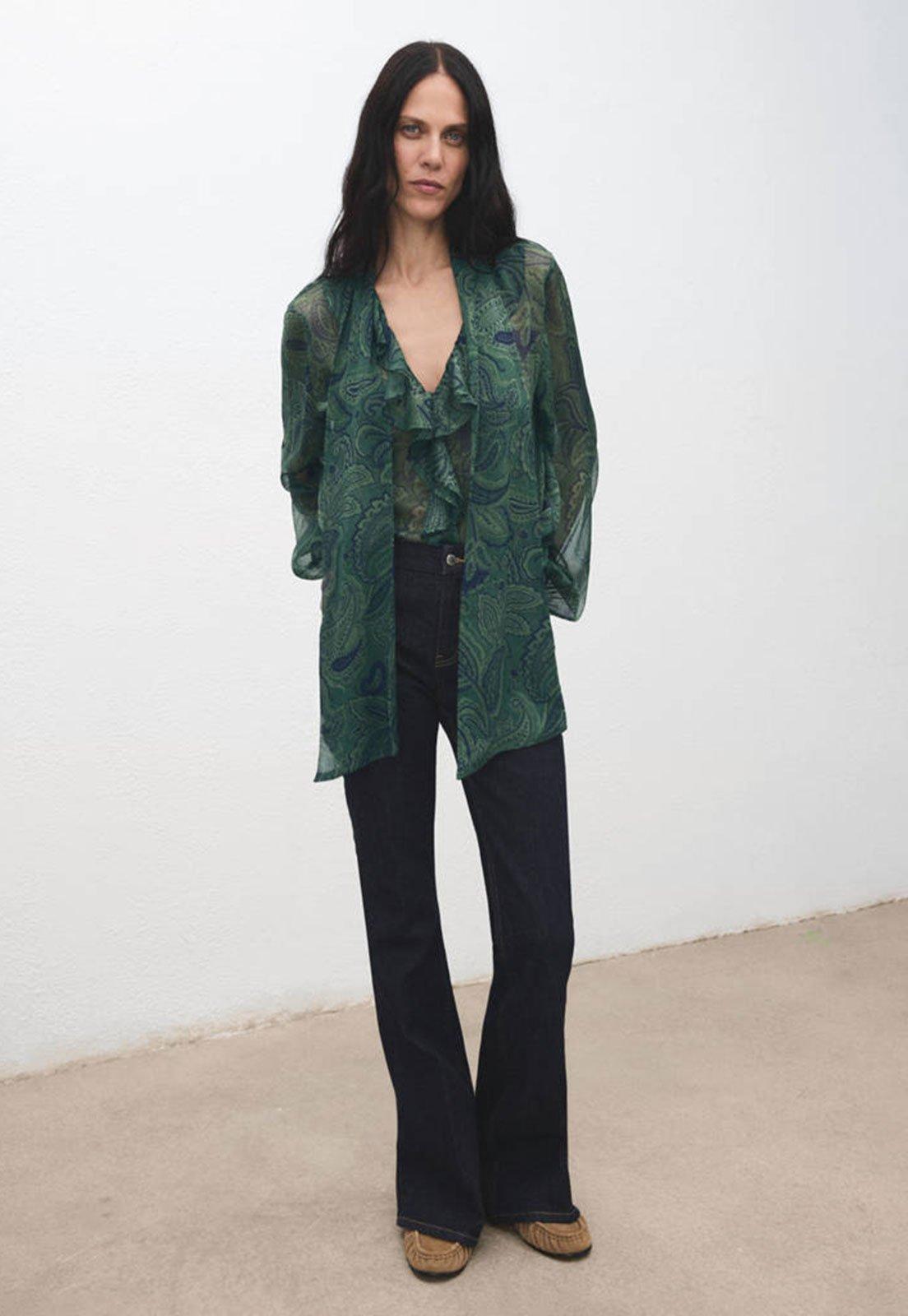 Blusa Feminina Mango Divine Estampada Verde