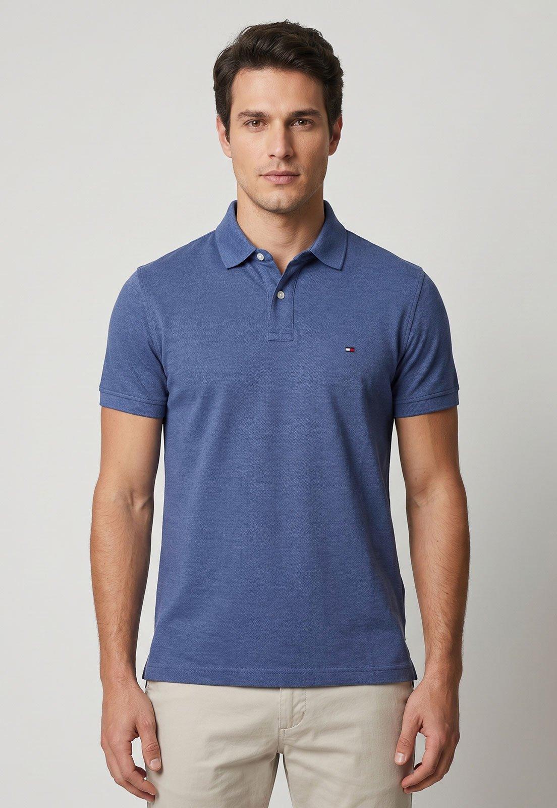 Polo Masculina Tommy Hilfiger Logo Azul