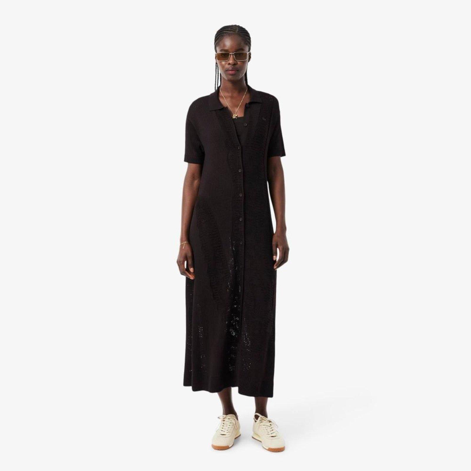 Vestido Polo em Crochê Marrom - 34 Marrom
