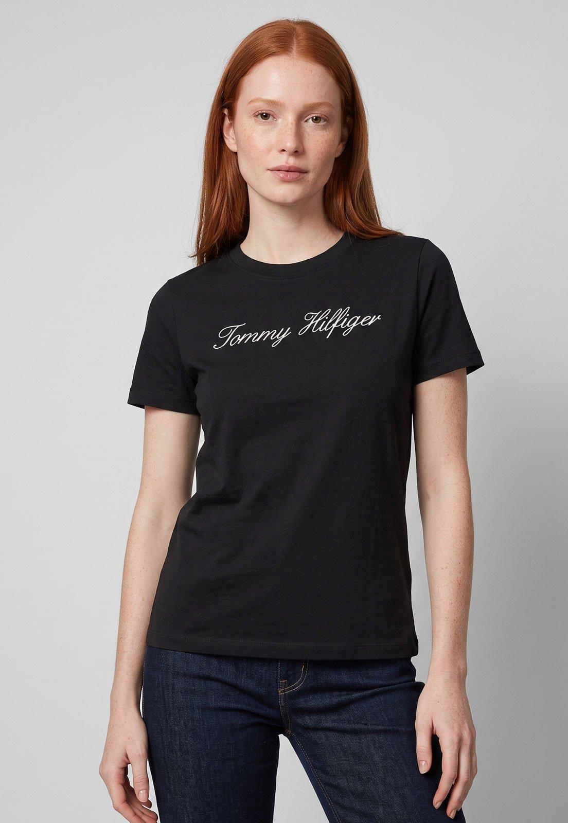 Camiseta Feminina Tommy Hilfiger Script Regular Preta