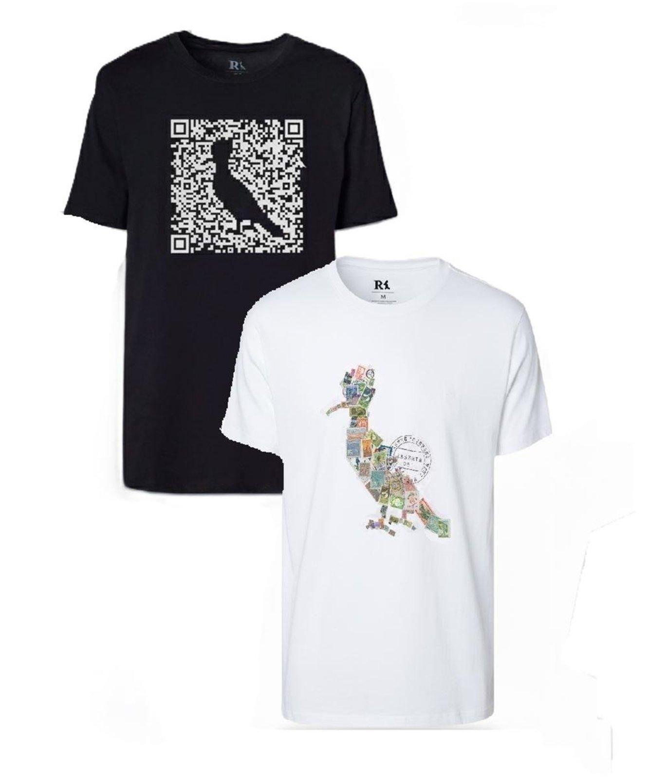Kit 2 Camisetas Algodão Estampa Pica-Pau Reserva - BRANCO/PRETO - G