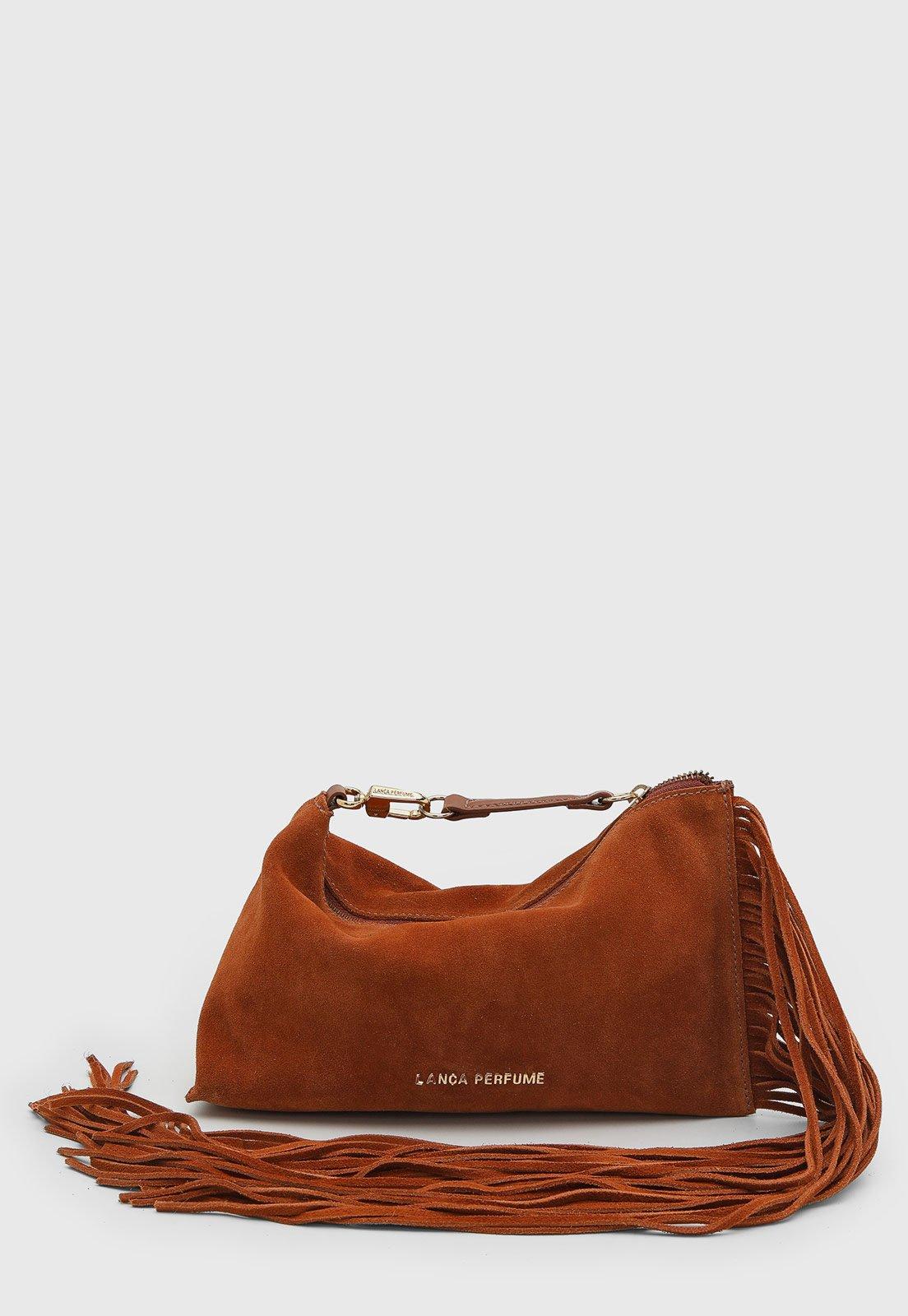 Bolsa Feminina Lança Perfume Franjas Caramelo