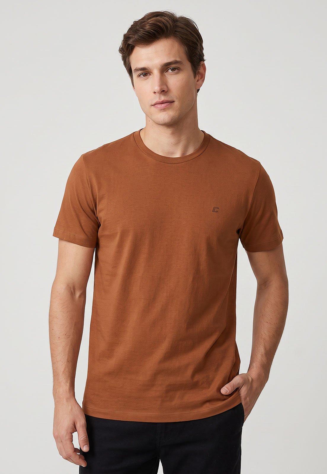 Camiseta Masculina Colcci Decote Redondo Caramelo