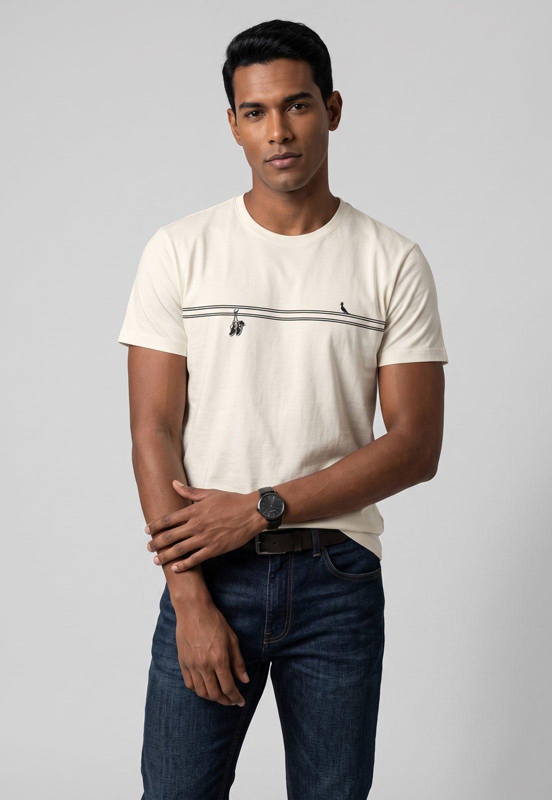 Camiseta Masculina Reserva Estampada Tênis no Fio Off-white