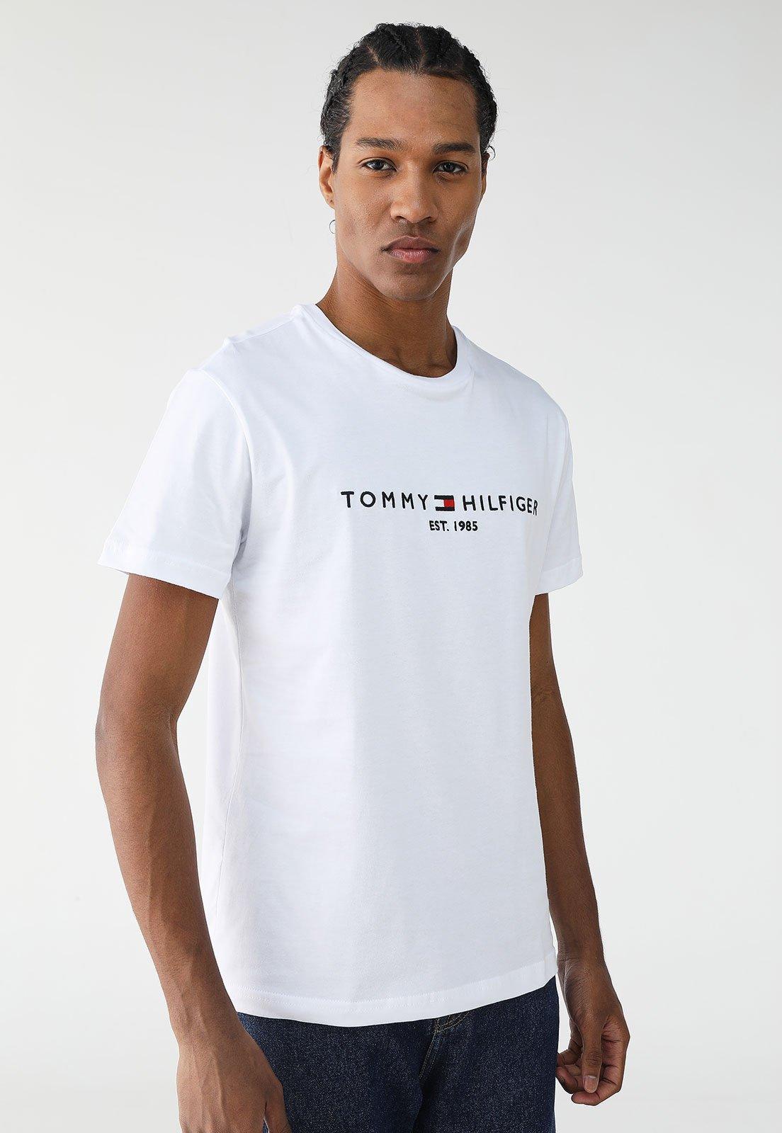 Camiseta Tommy Hilfiger Reta Logo Branca