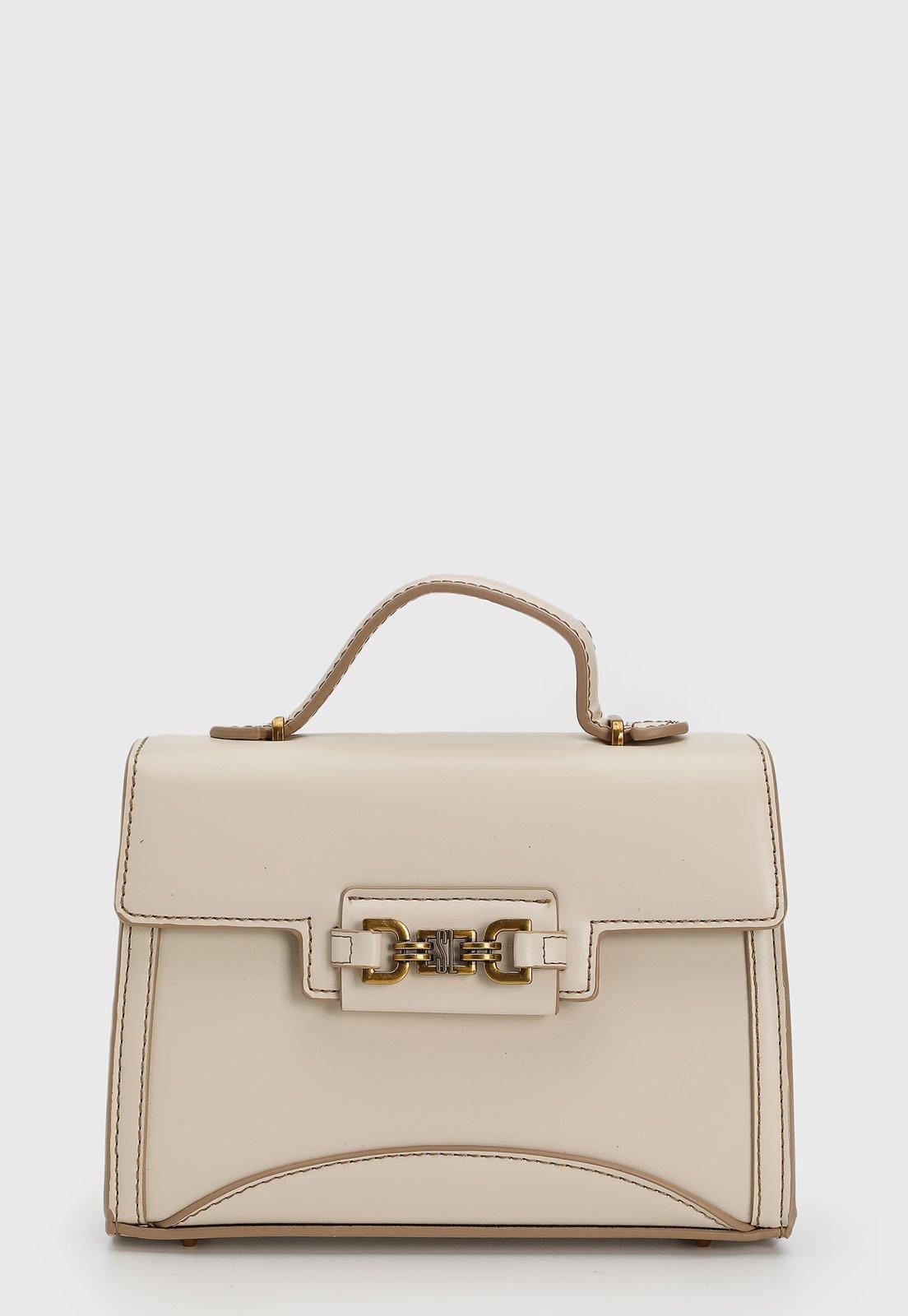 Bolsa Feminina Santa Lolla Estruturada Corrente Dourada Bege