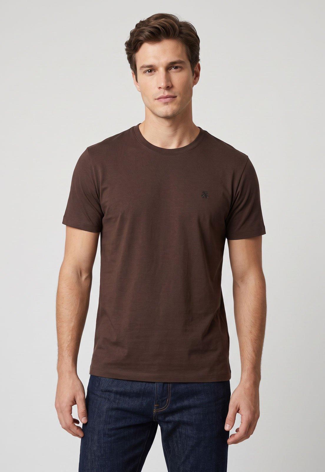 Camiseta Masculina John John Gola Redonda Marrom