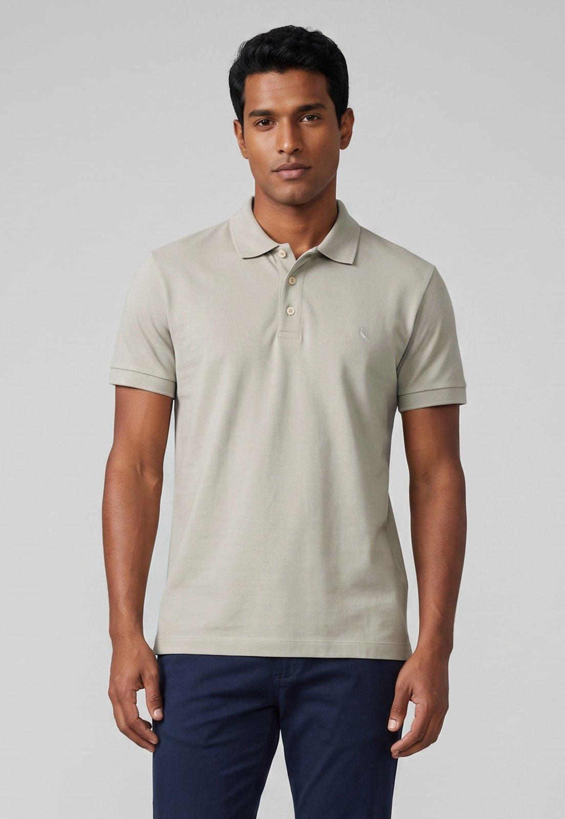 Camisa Polo Masculina Reserva Clássica Algodão Cinza