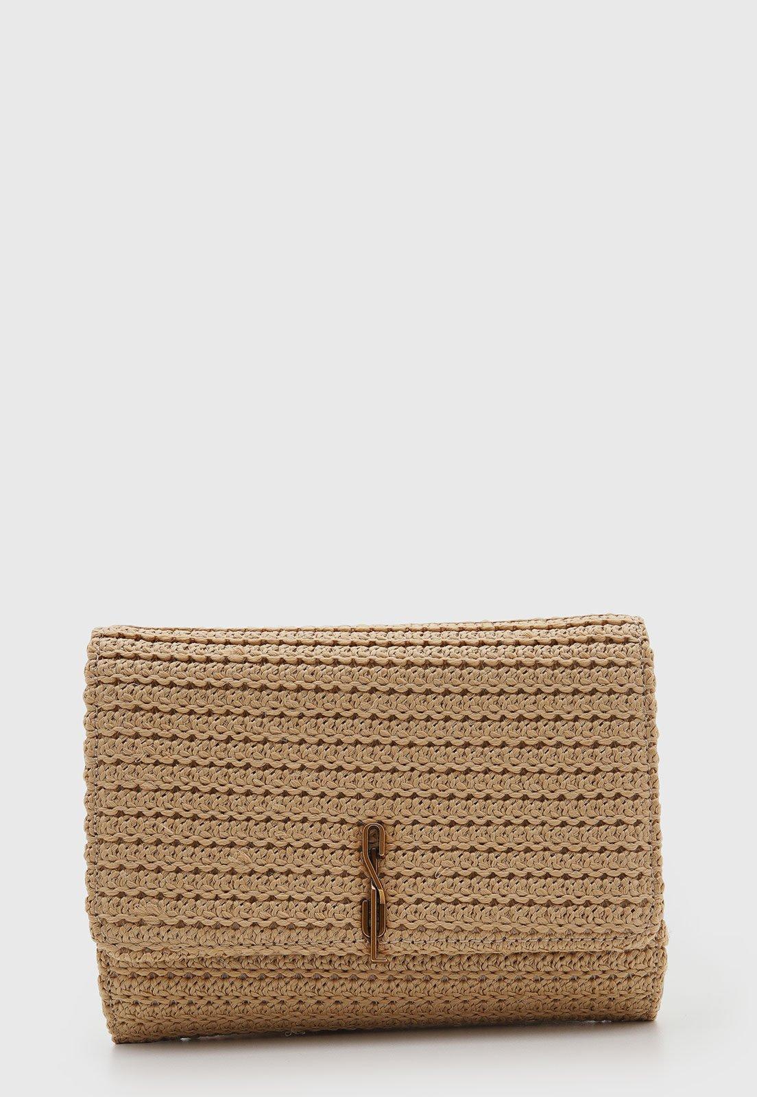 Bolsa Feminina Santa Lolla Textura Trançada Bege Claro