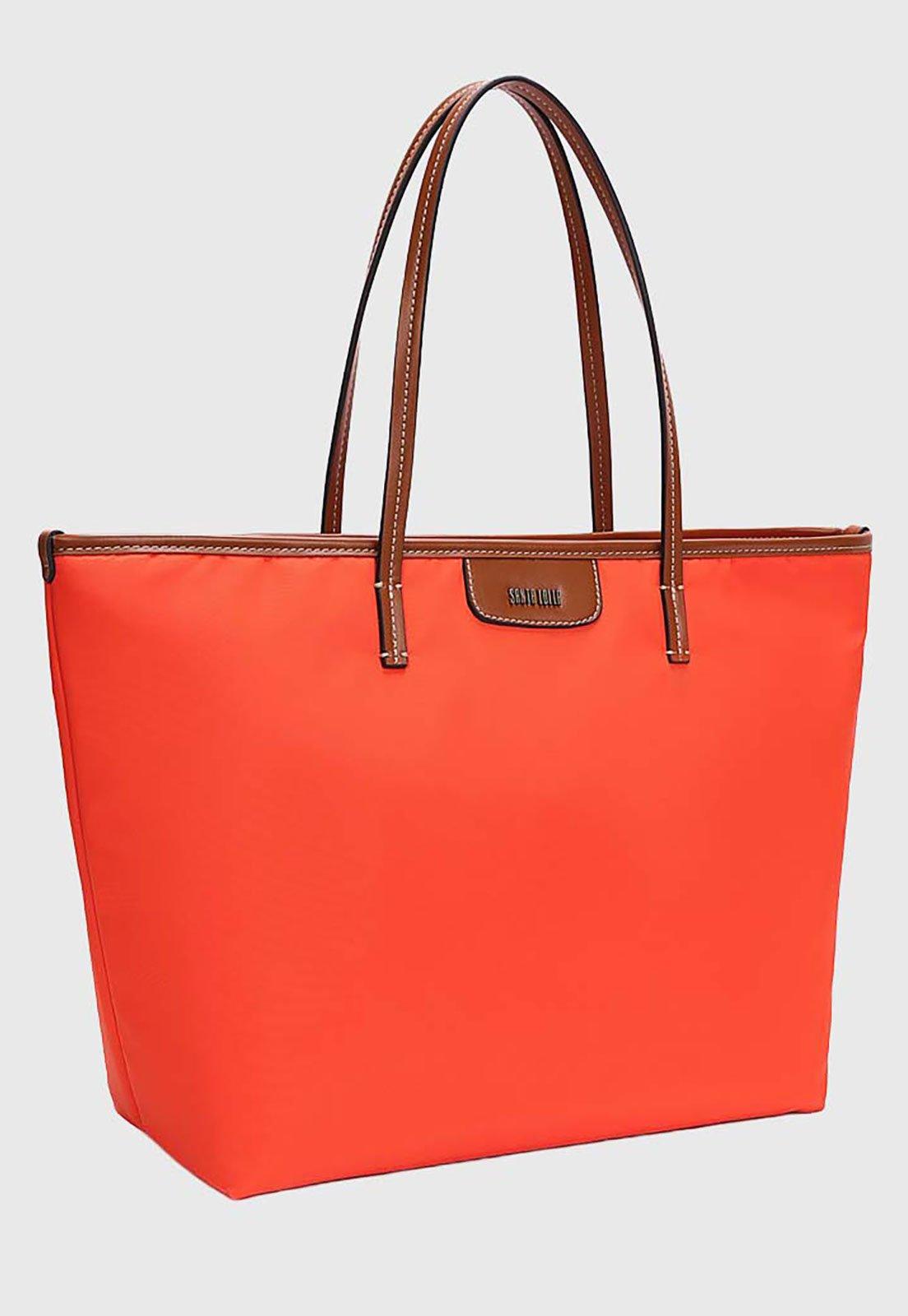 Bolsa Grande Santa Lolla Tote Alça Longa Laranja