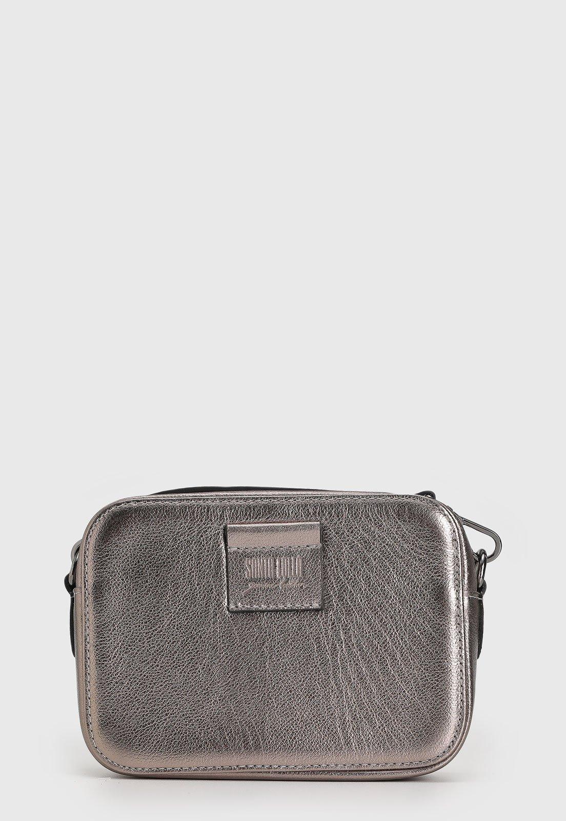 Bolsa Tiracolo Santa Lolla em Couro Metalizada Grafite