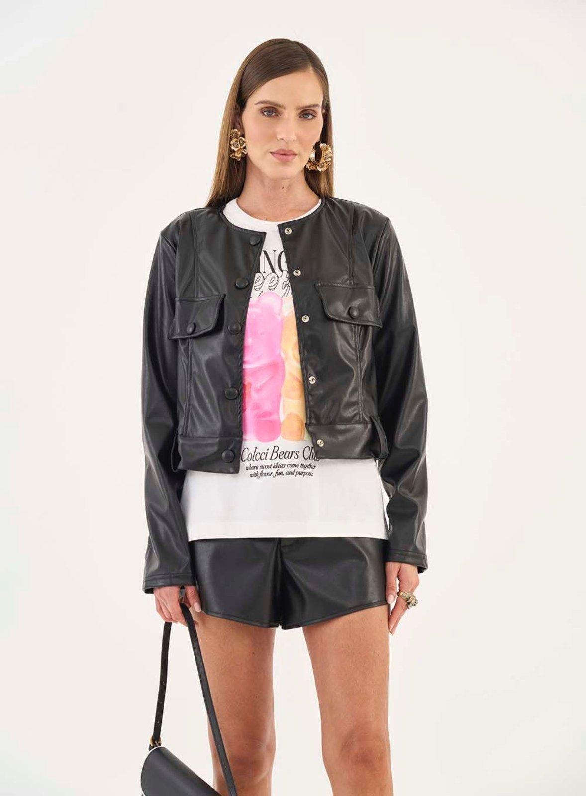 Jaqueta Comfort Em PU Colcci Preto