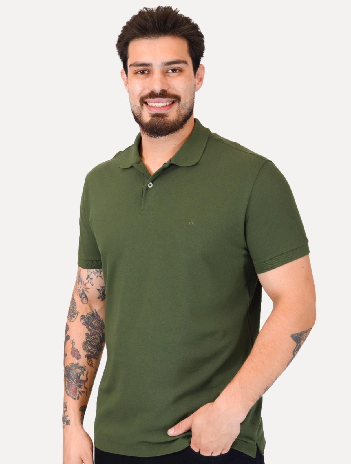 Polo Aramis Masculina Piquet Basic Mono Verde Militar
